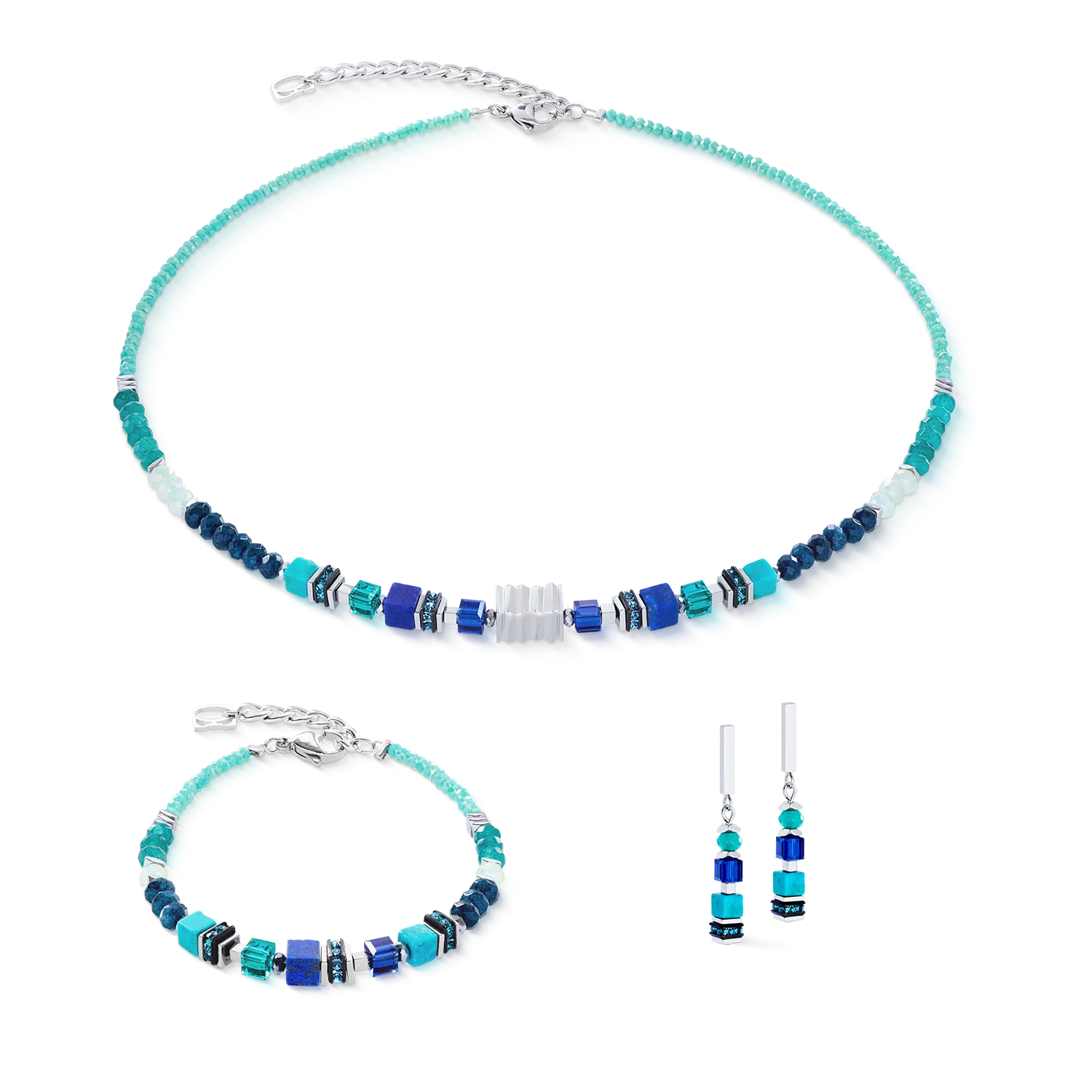 Boucles d'oreilles Wave Precious Flow argent-teal - Image 3