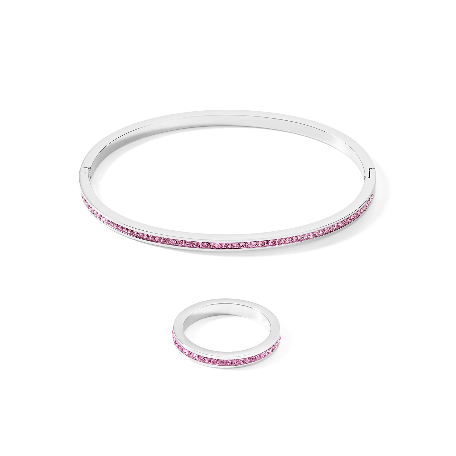 Bracelet acier argent & Pavé de Cristaux rosé 17 - Image 3