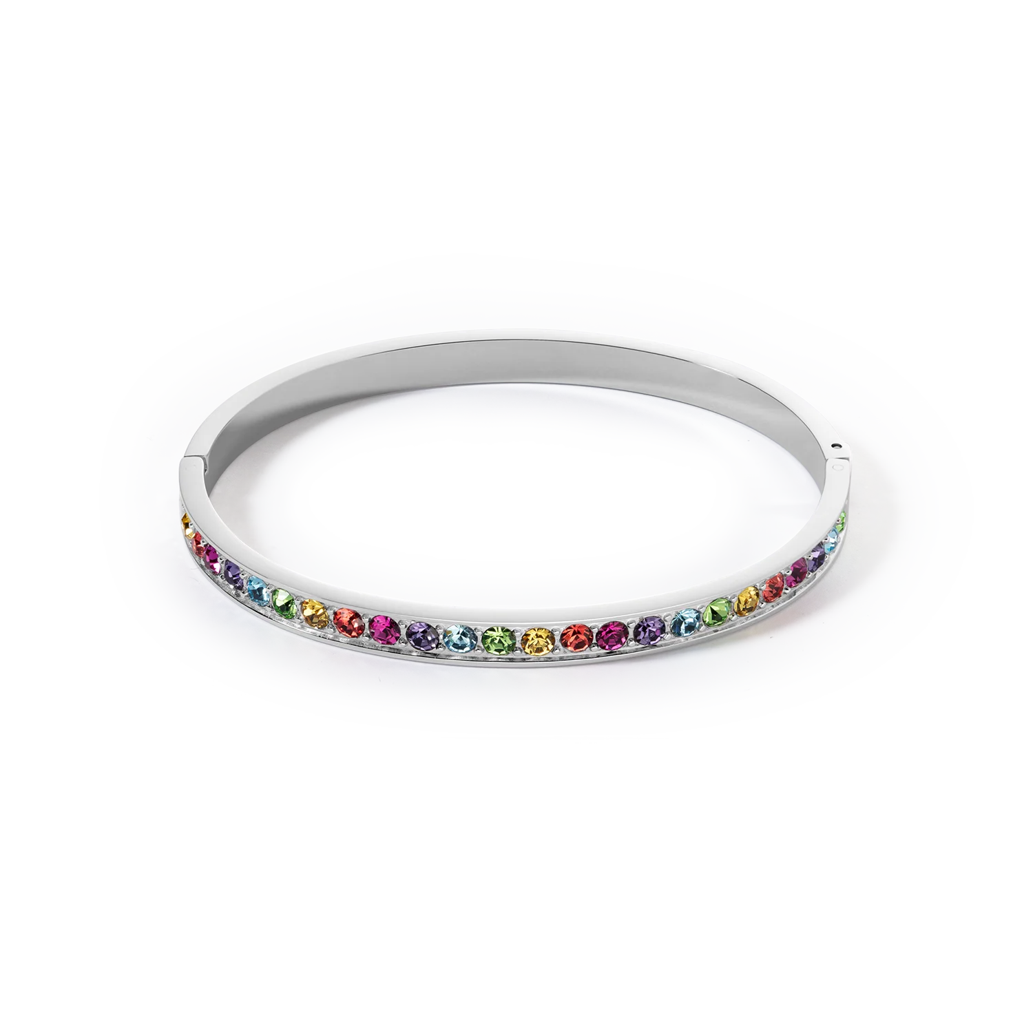Bracelet acier & cristaux argent multicolore (taille 19 cm)