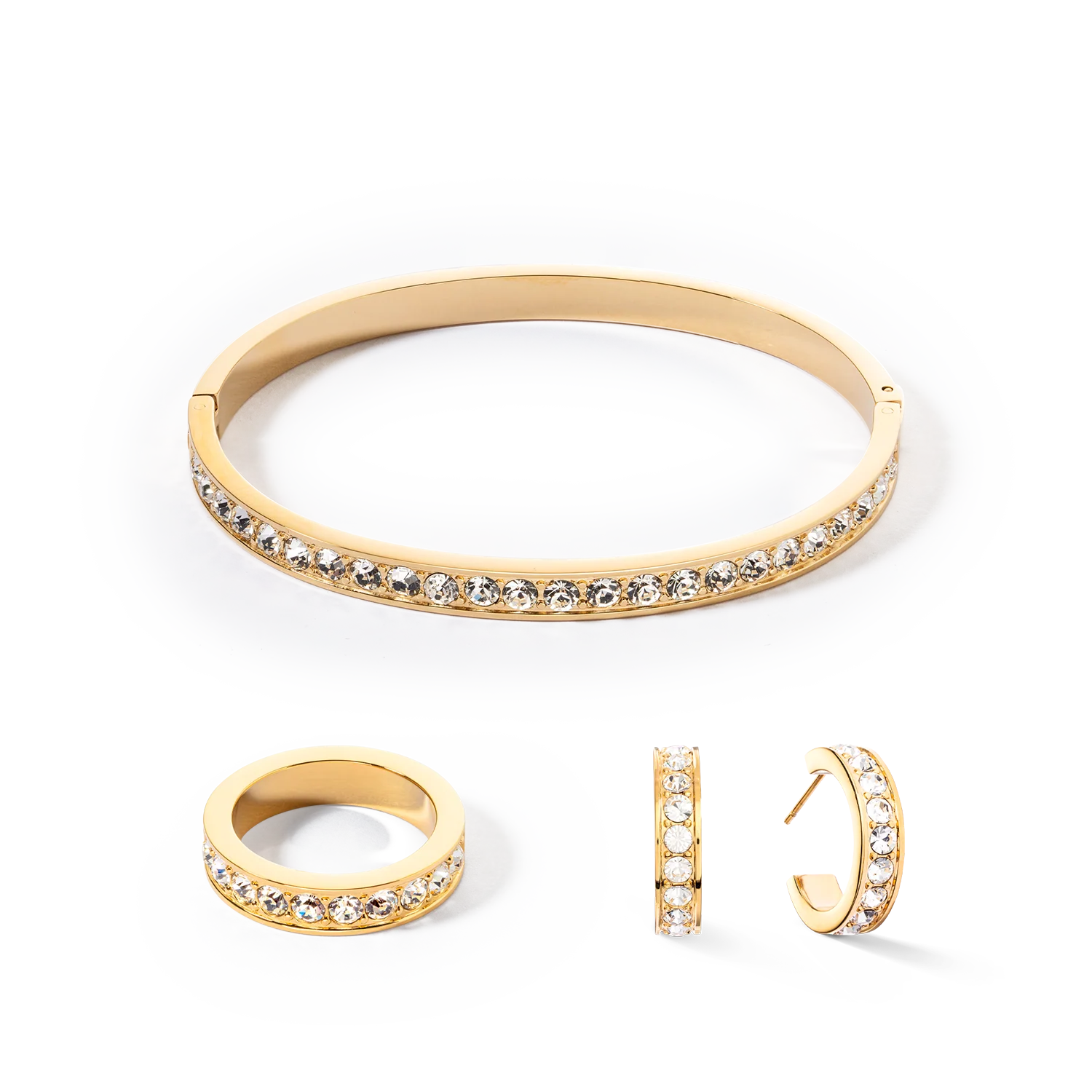 Bracelet acier & cristaux or cristal (taille 19 cm) - Image 3