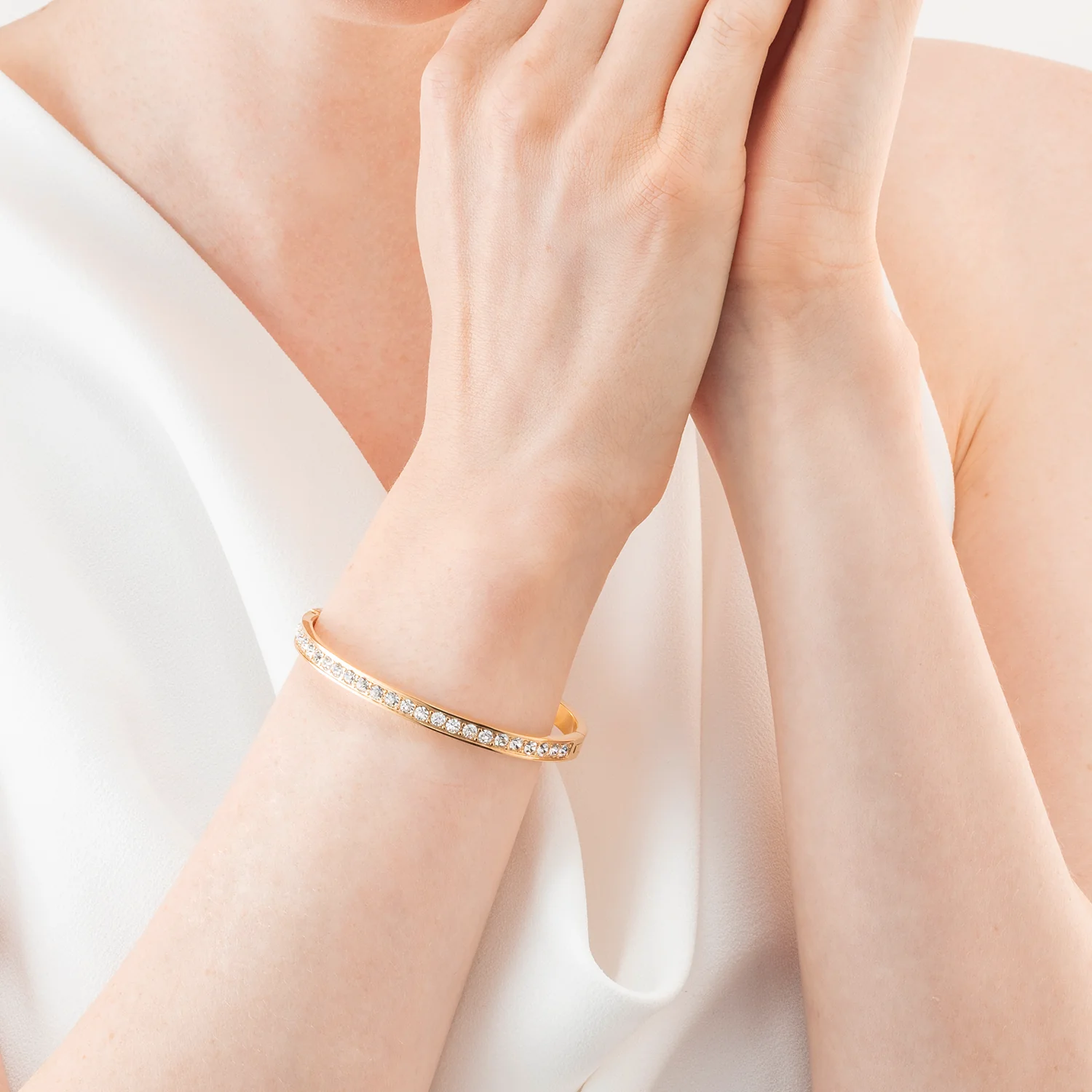 Bracelet acier & cristaux or cristal (taille 19 cm) - Image 4