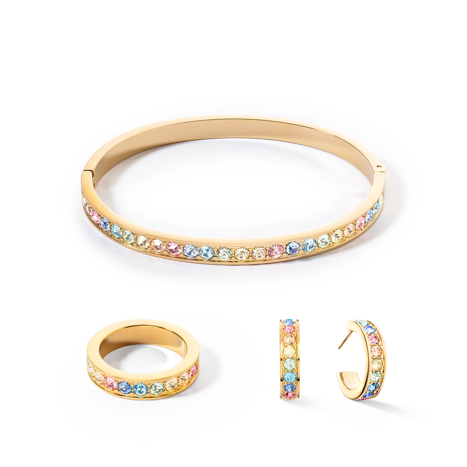 Bracelet acier & cristaux or multi pastel (taille 17 cm) - Image 3