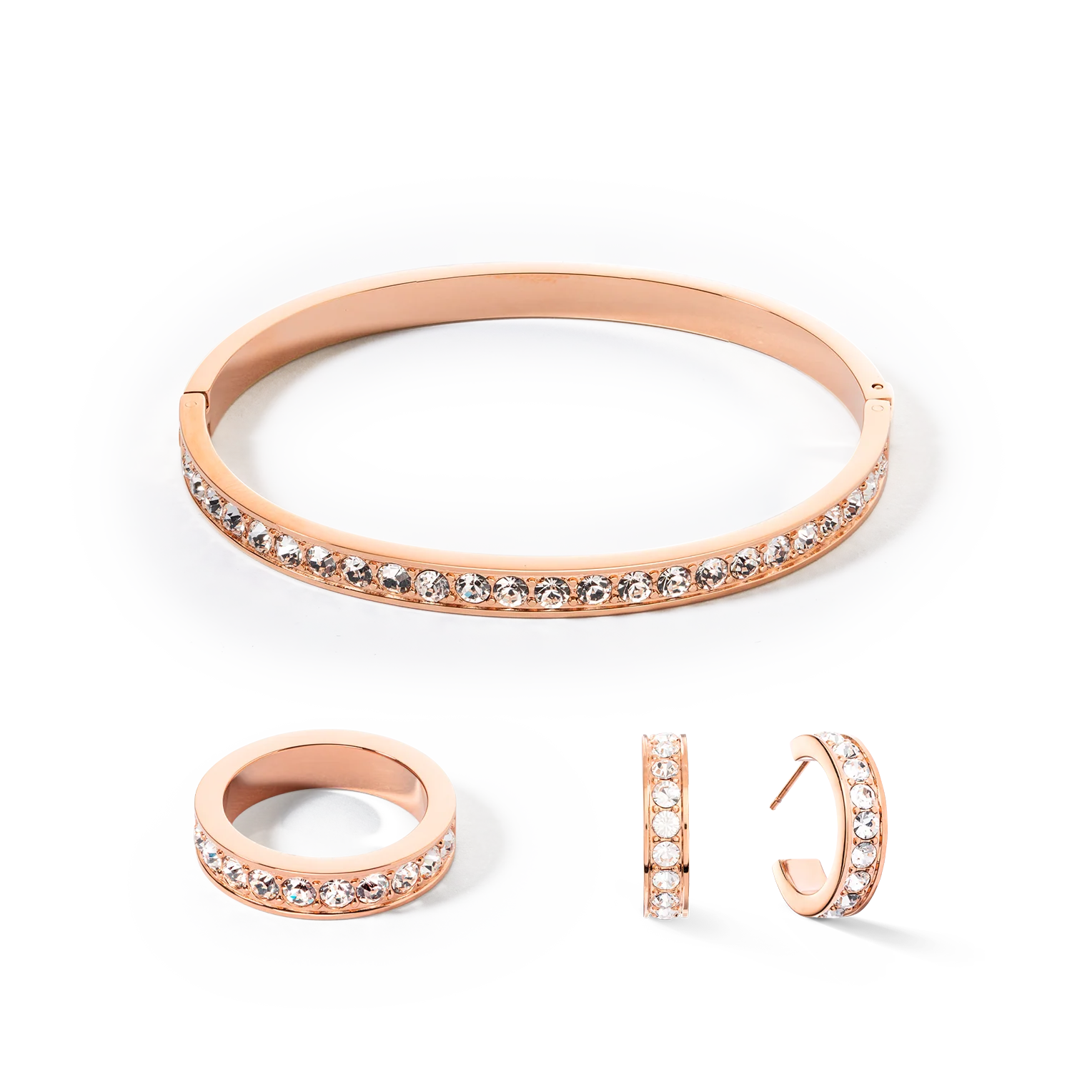 Bracelet acier & cristaux or rose cristal (taille 17 cm) - Image 3