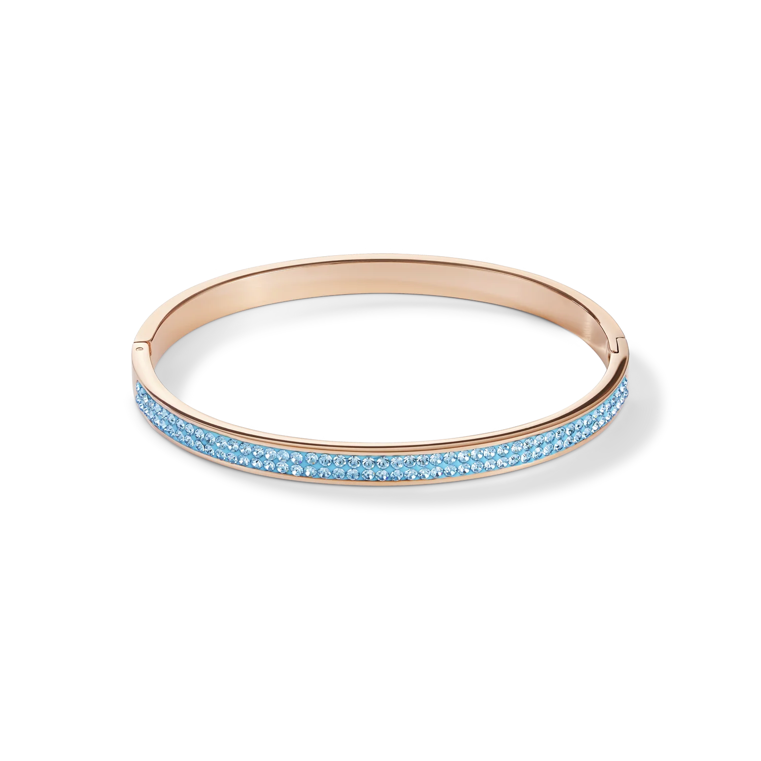 Bracelet acier or rose & Pavé de Cristaux aqua