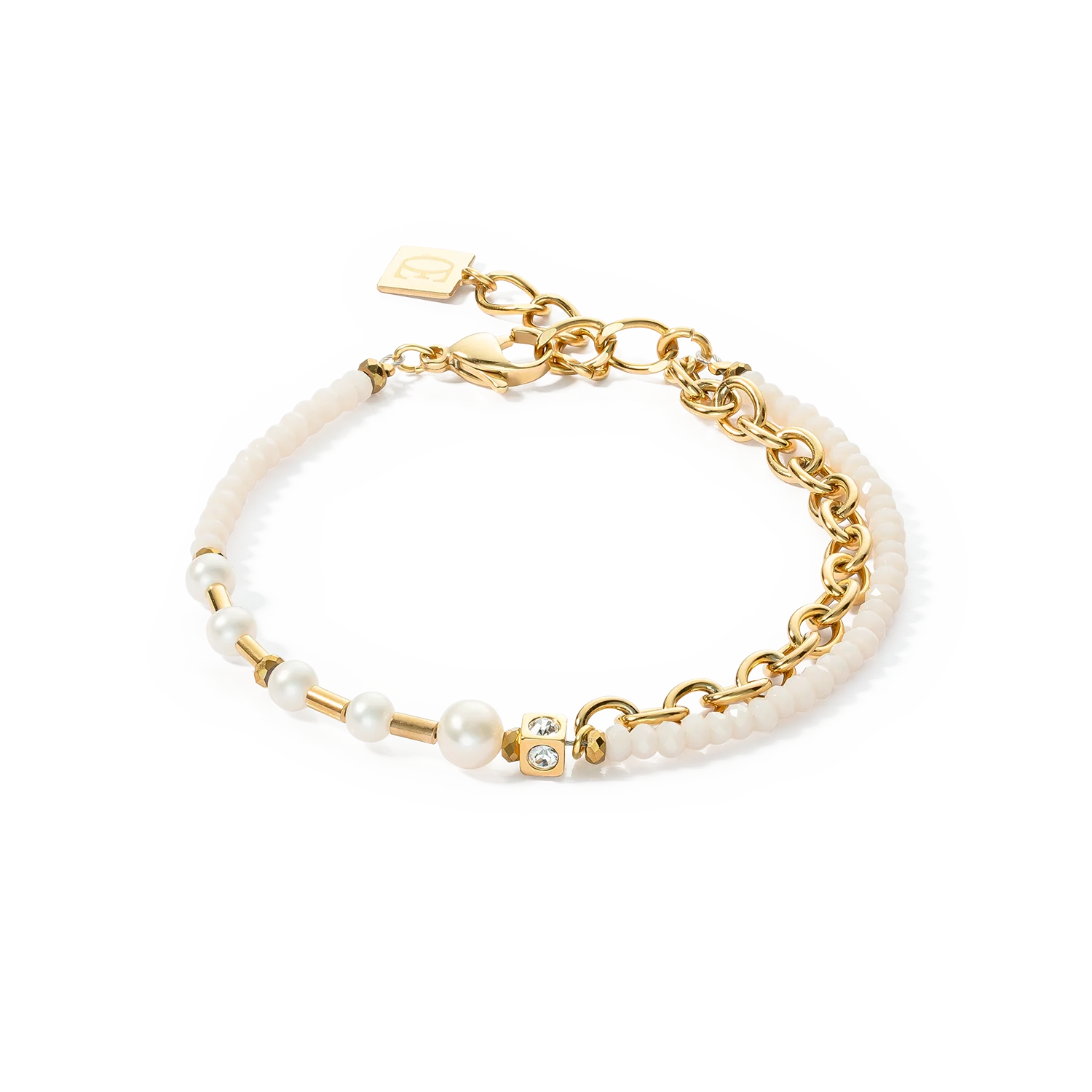 Bracelet Chain & Pearl Fever blanc-or