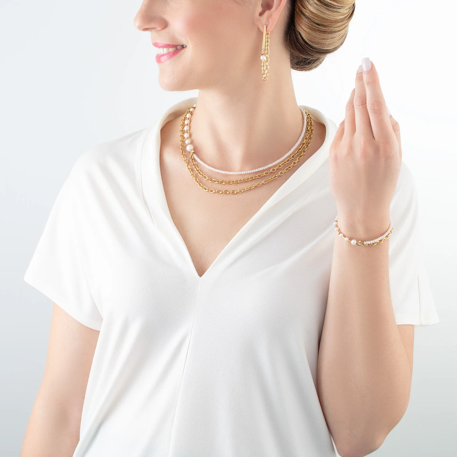 Bracelet Chain & Pearl Fever blanc-or - Image 4