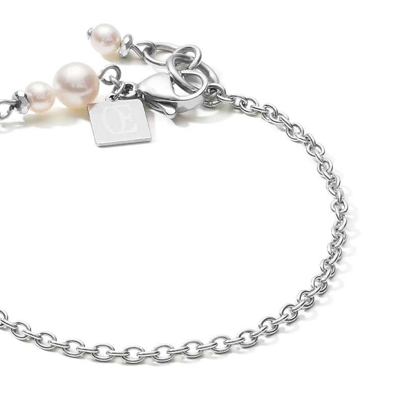 Bracelet chaîne en Y & Anneau Perles d'eau douce & acier inoxydable blanc-argenté - Image 2