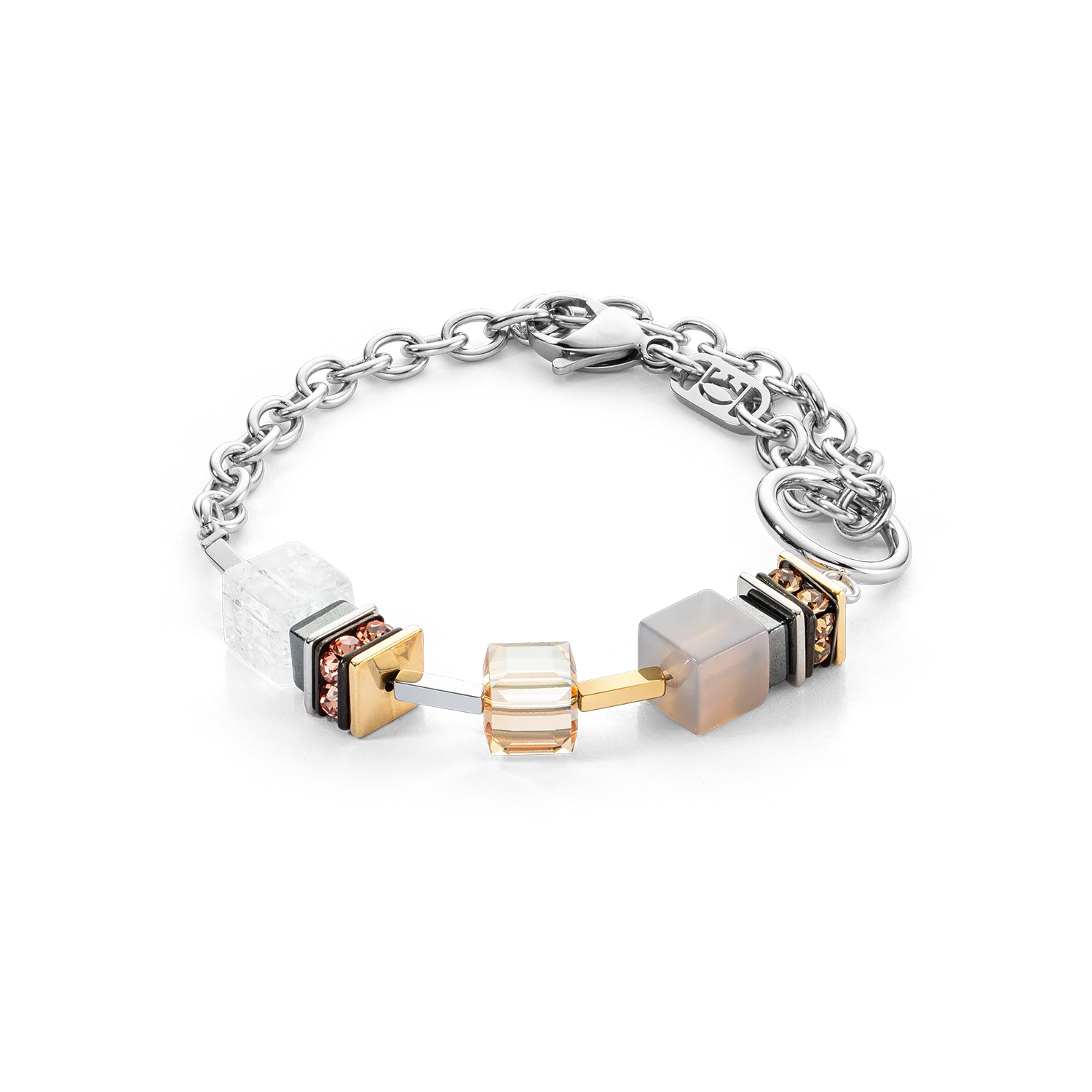 Bracelet Chunky Cubes & Chain Runway Exlusive Bicolor