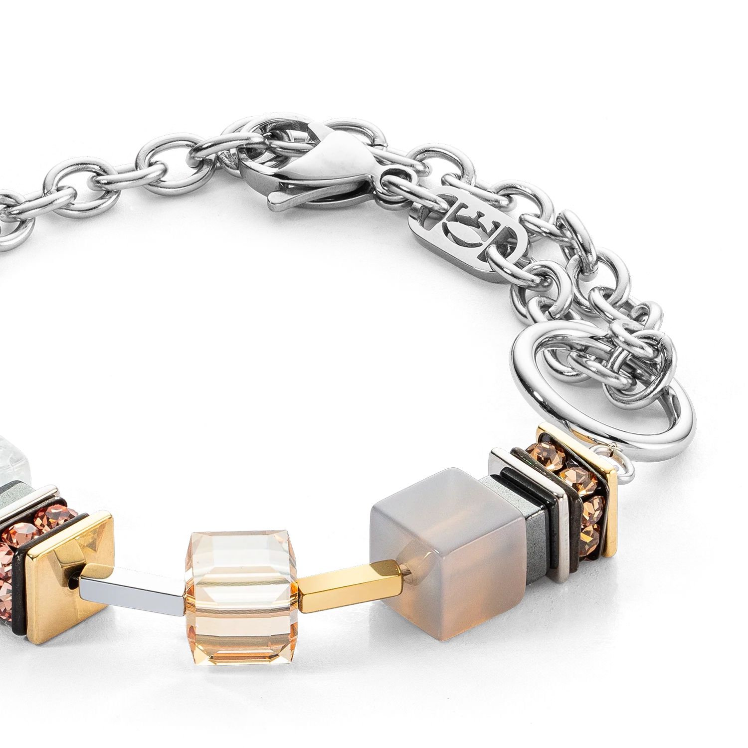 Bracelet Chunky Cubes & Chain Runway Exlusive Bicolor - Image 2