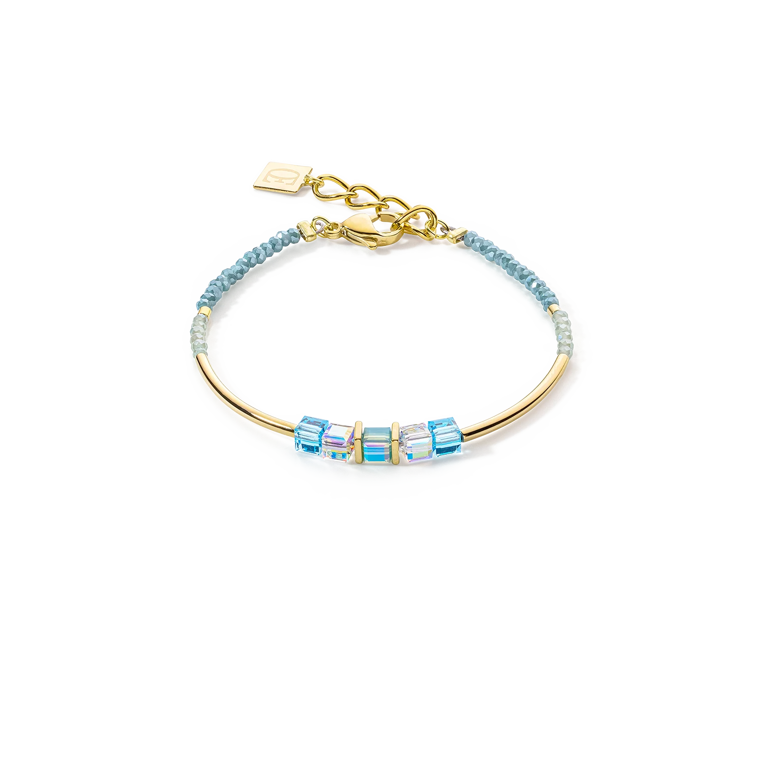 Bracelet Cube Story Minimalistic or-turquoise