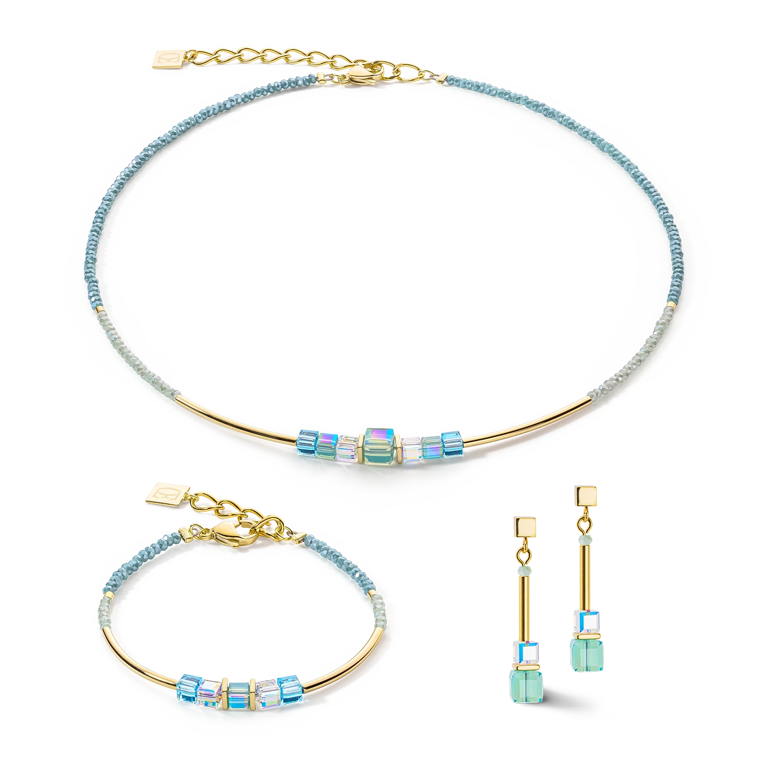 Bracelet Cube Story Minimalistic or-turquoise - Image 3