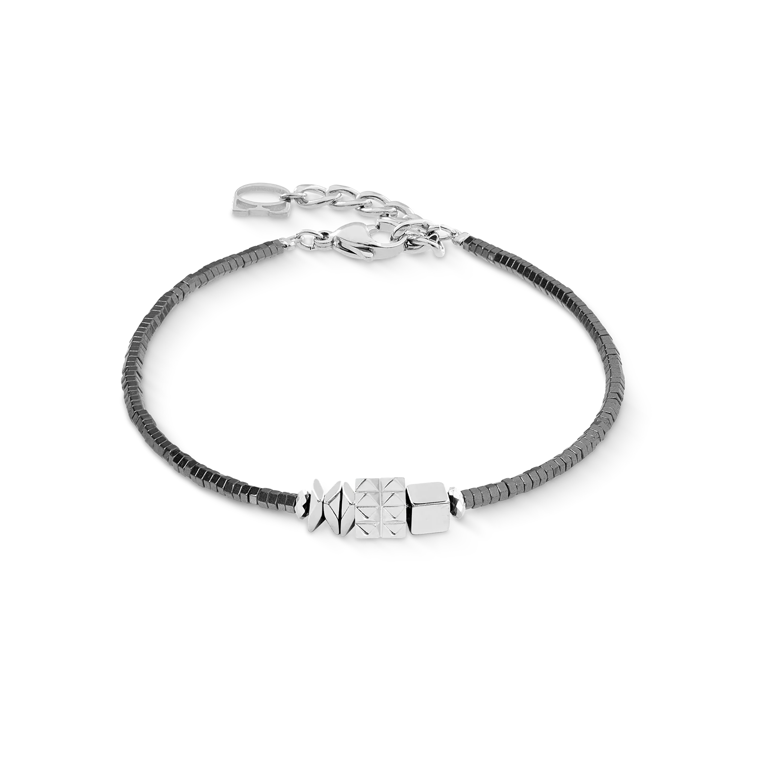 Bracelet Cube Trio Facets argent-gris