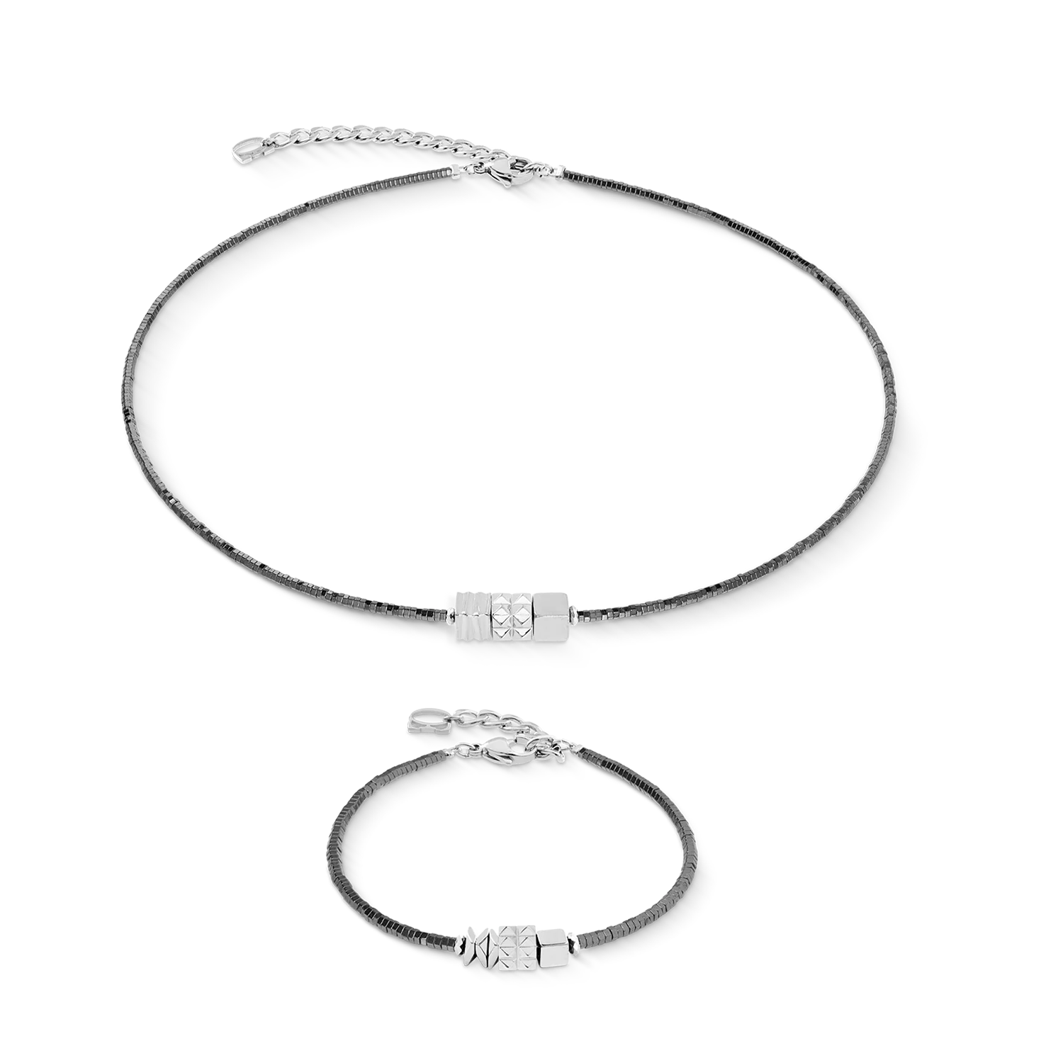 Bracelet Cube Trio Facets argent-gris - Image 3