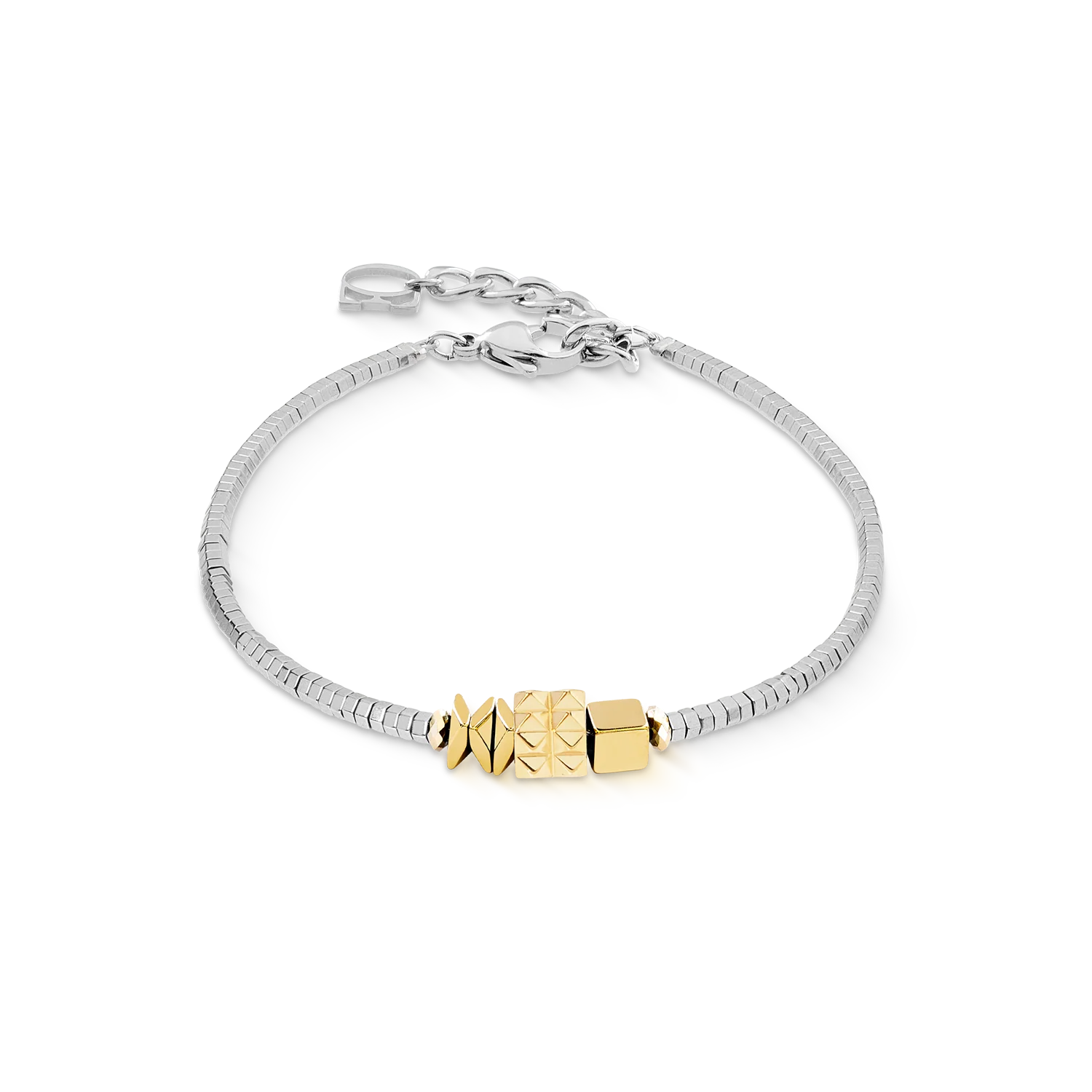 Bracelet Cube Trio Facets or-argent