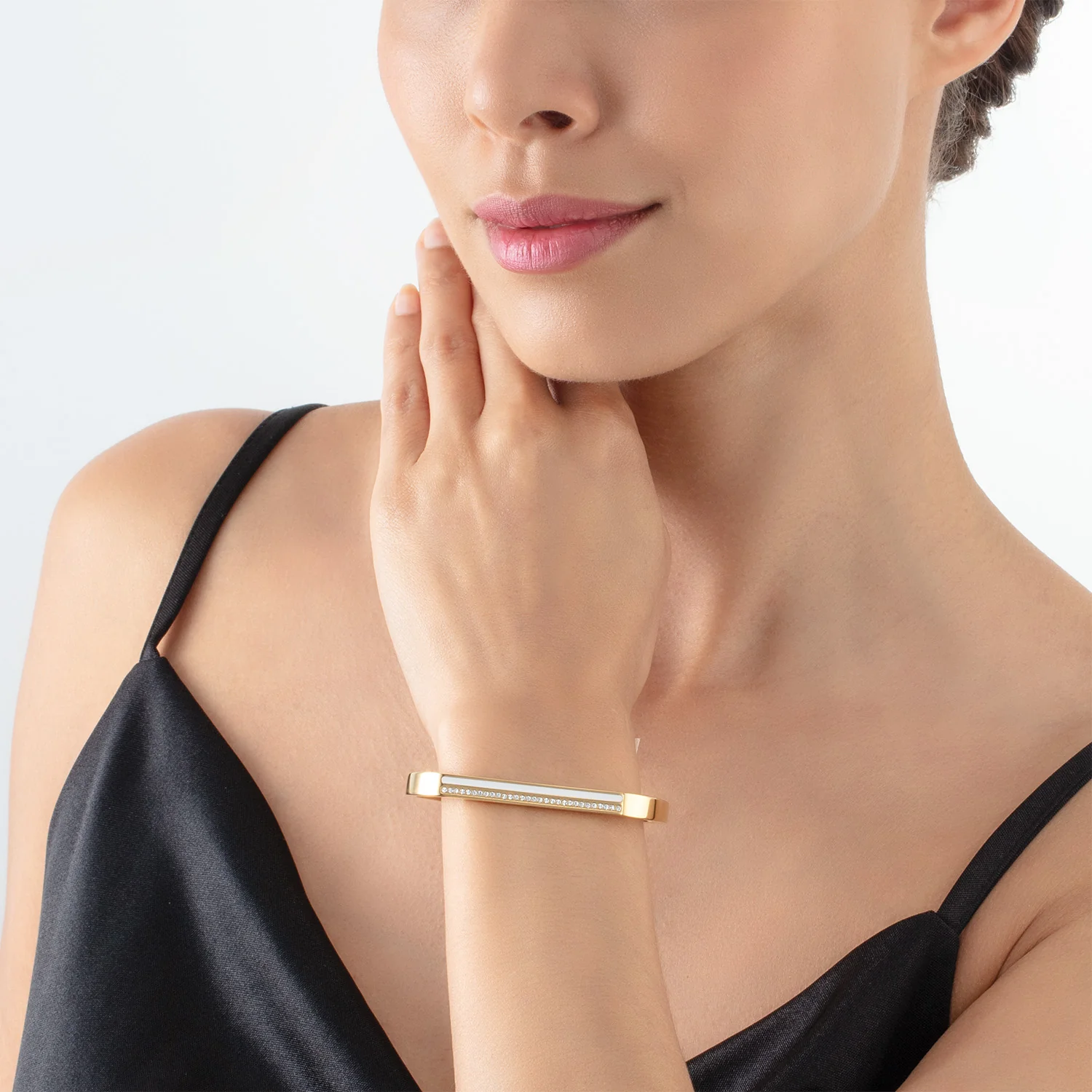 Bracelet Cuff Square Stripes or-blanc - Image 4