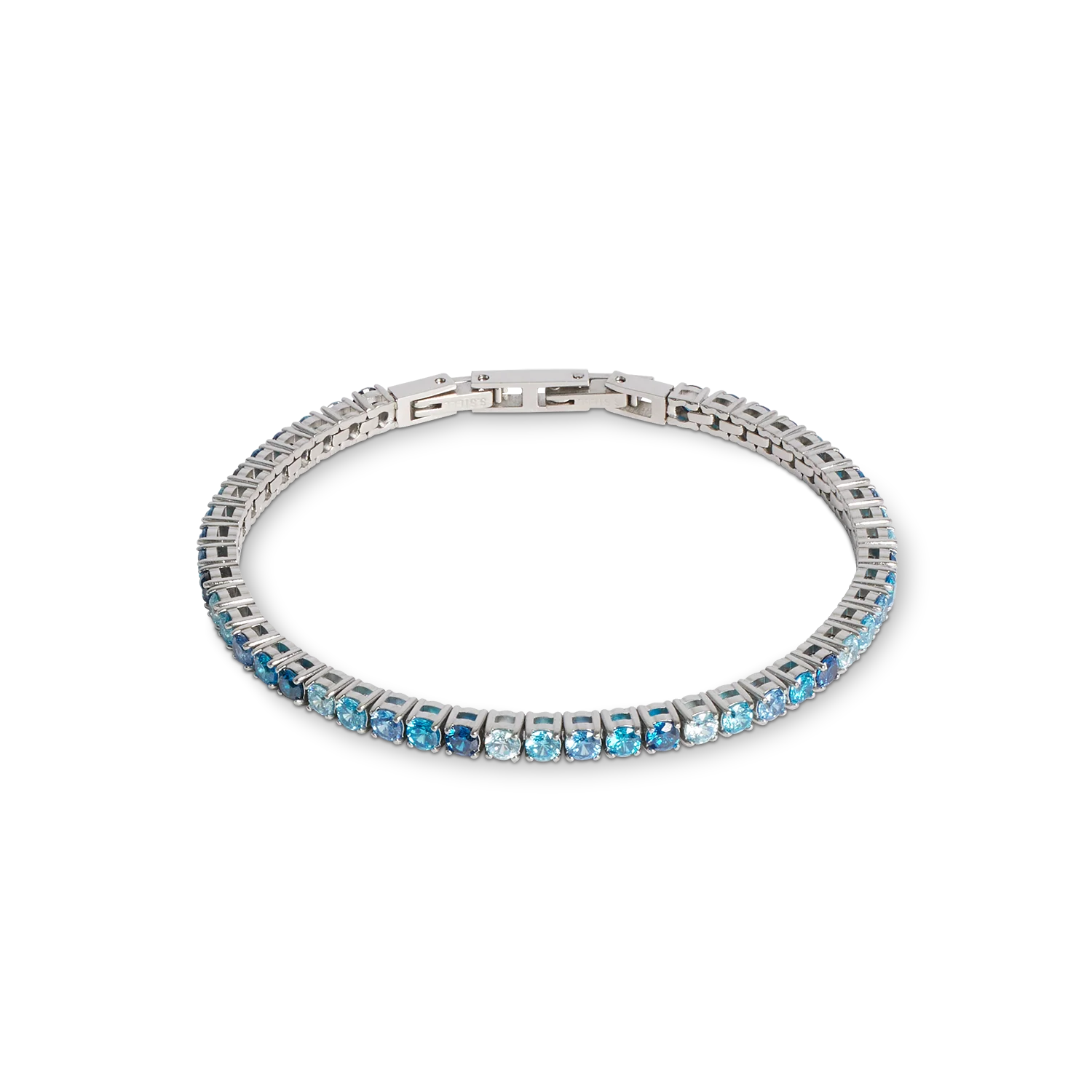 Bracelet de tennis argent-bleu