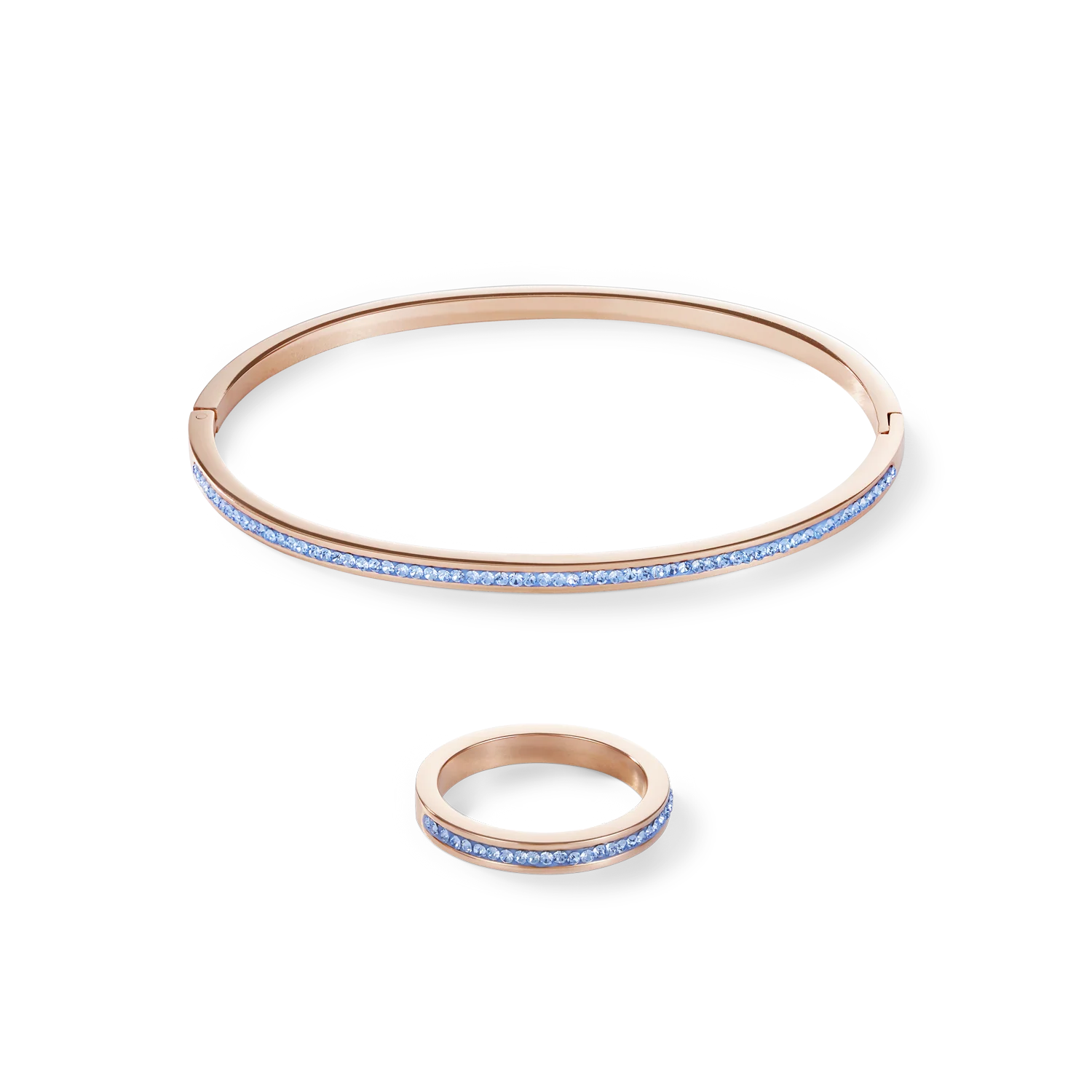 Bracelet étroit acier or rose & Pavé de Cristaux bleu claire - Image 3
