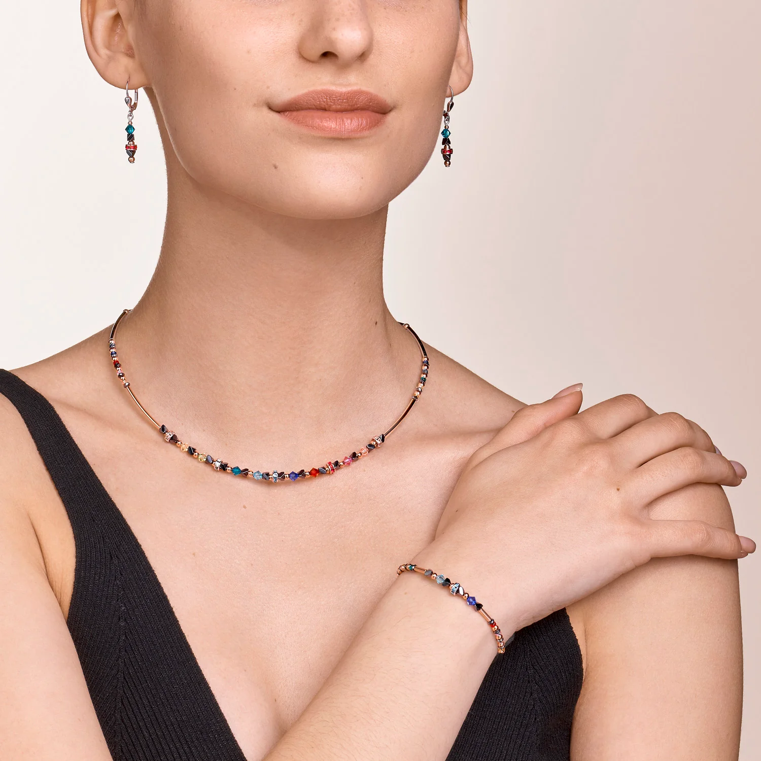 Bracelet Fine & Edgy Hématite & cristaux & acier inoxydable multicolore - Image 4