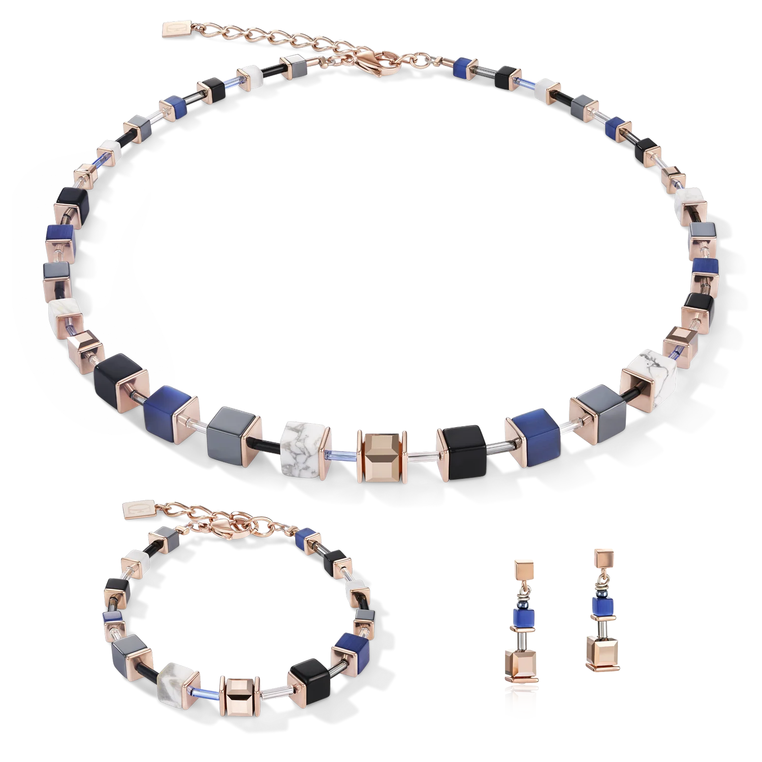 Bracelet GeoCUBE® bleu-or rose - Image 3