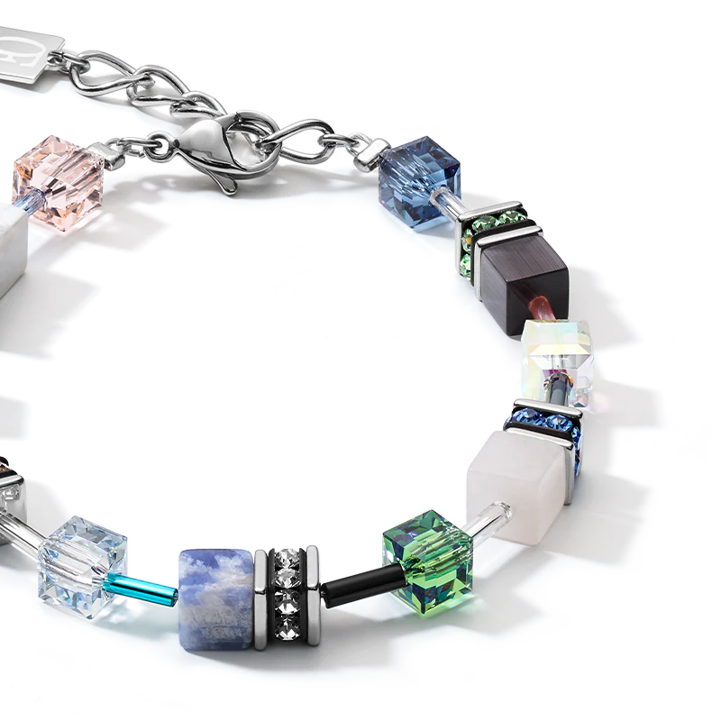 Bracelet GeoCUBE® Cristaux  & pierres précieuses bleu-vert - Image 2