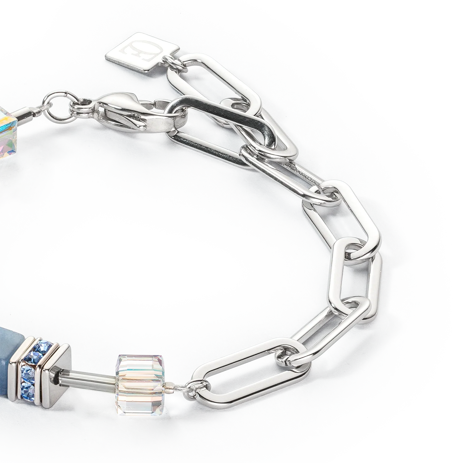 Bracelet GeoCUBE® Fusion Chain argent bleu - Image 2