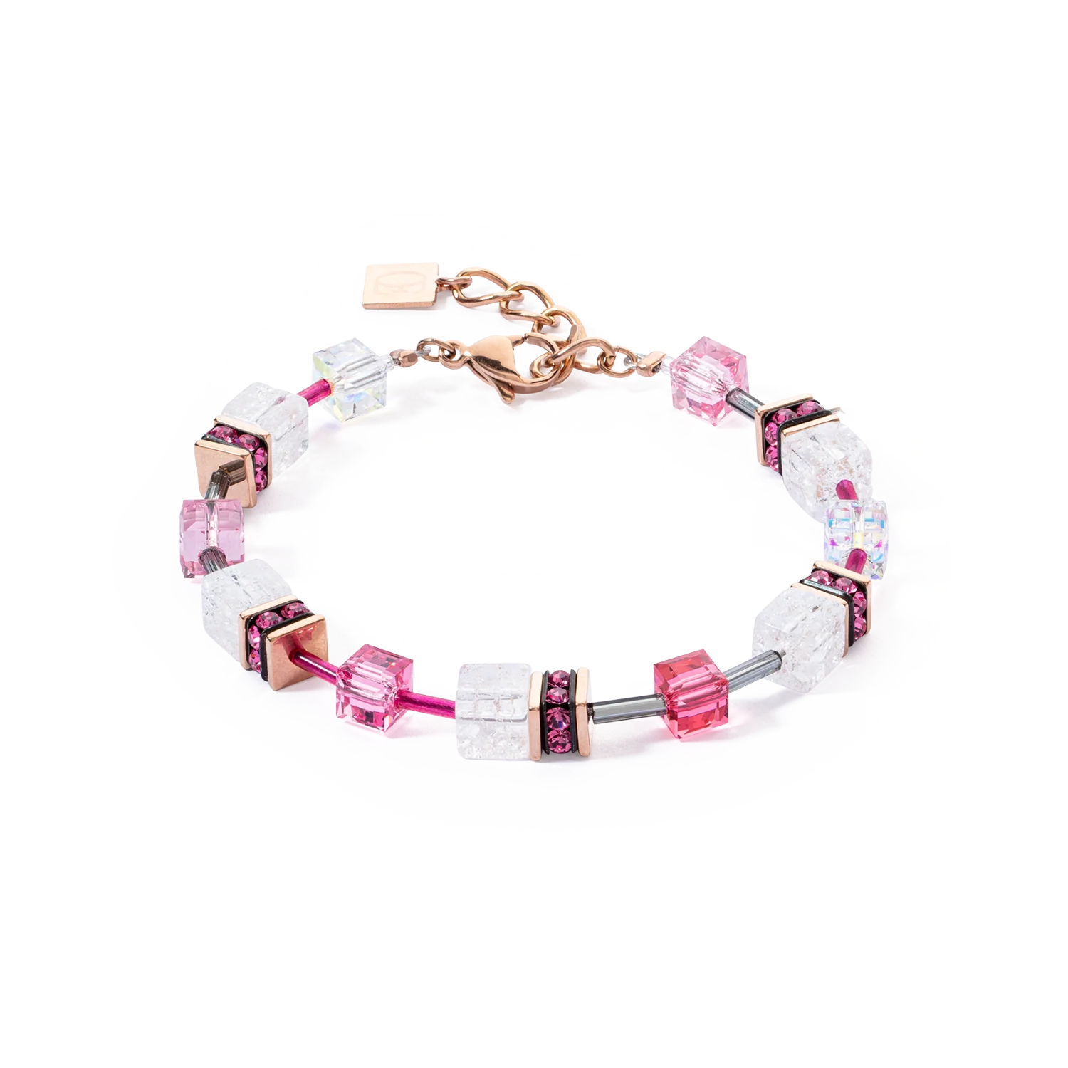 Bracelet GeoCUBE® Iconic Nature rose vif blanc