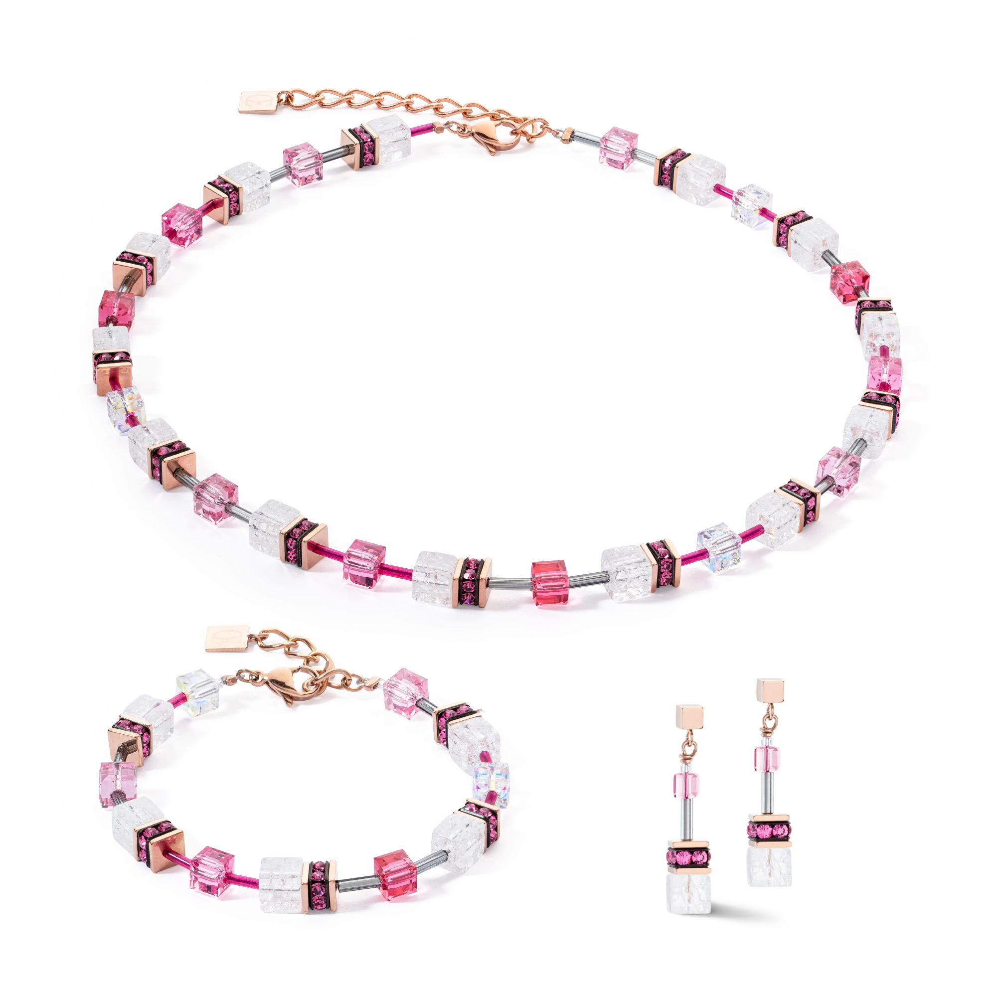 Bracelet GeoCUBE® Iconic Nature rose vif blanc - Image 3