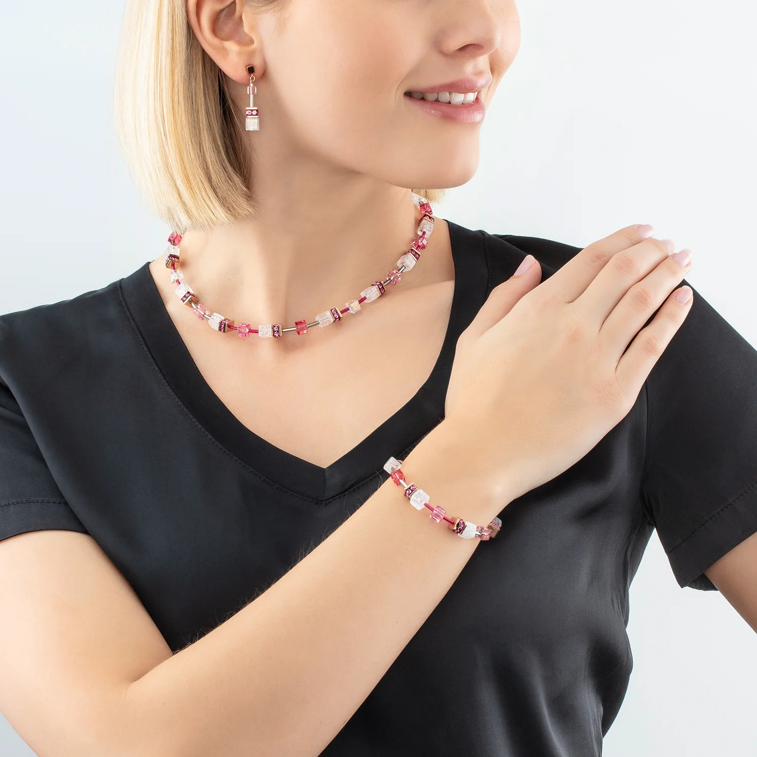 Bracelet GeoCUBE® Iconic Nature rose vif blanc - Image 4