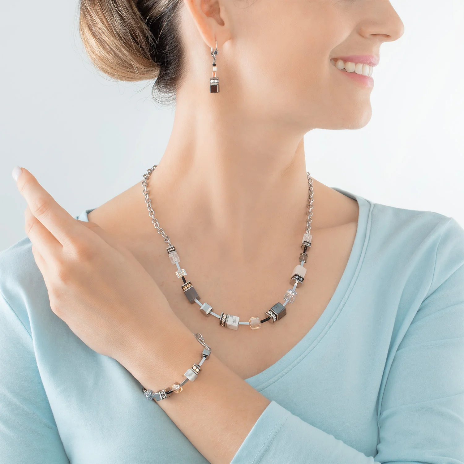 Bracelet GeoCUBE® Iconic Precious Chain gris-beige - Image 4