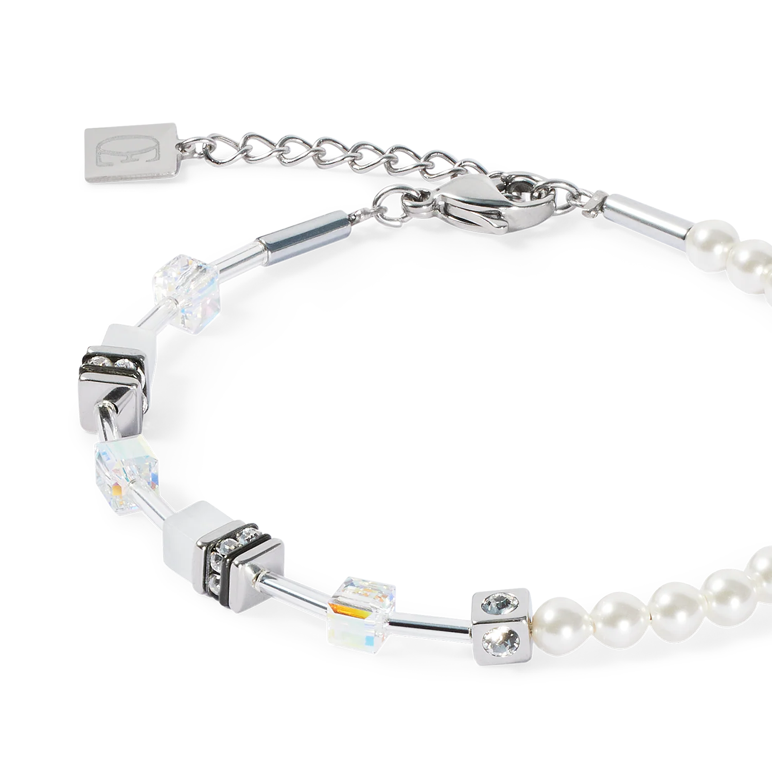 Bracelet GeoCUBE® Mini Fusion Pearls argent-blanc - Image 2