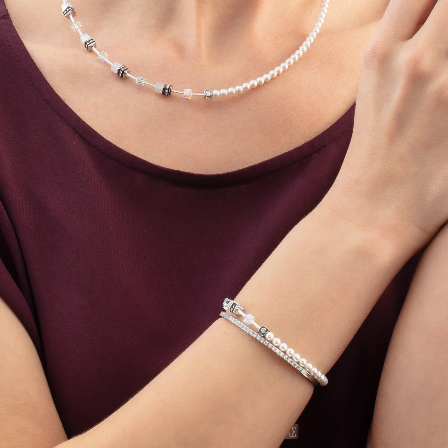 Bracelet GeoCUBE® Mini Fusion Pearls argent-blanc - Image 4