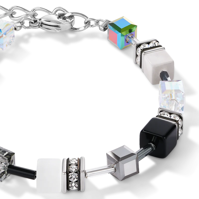 Bracelet GeoCUBE® noir-blanc-hématite - Image 2