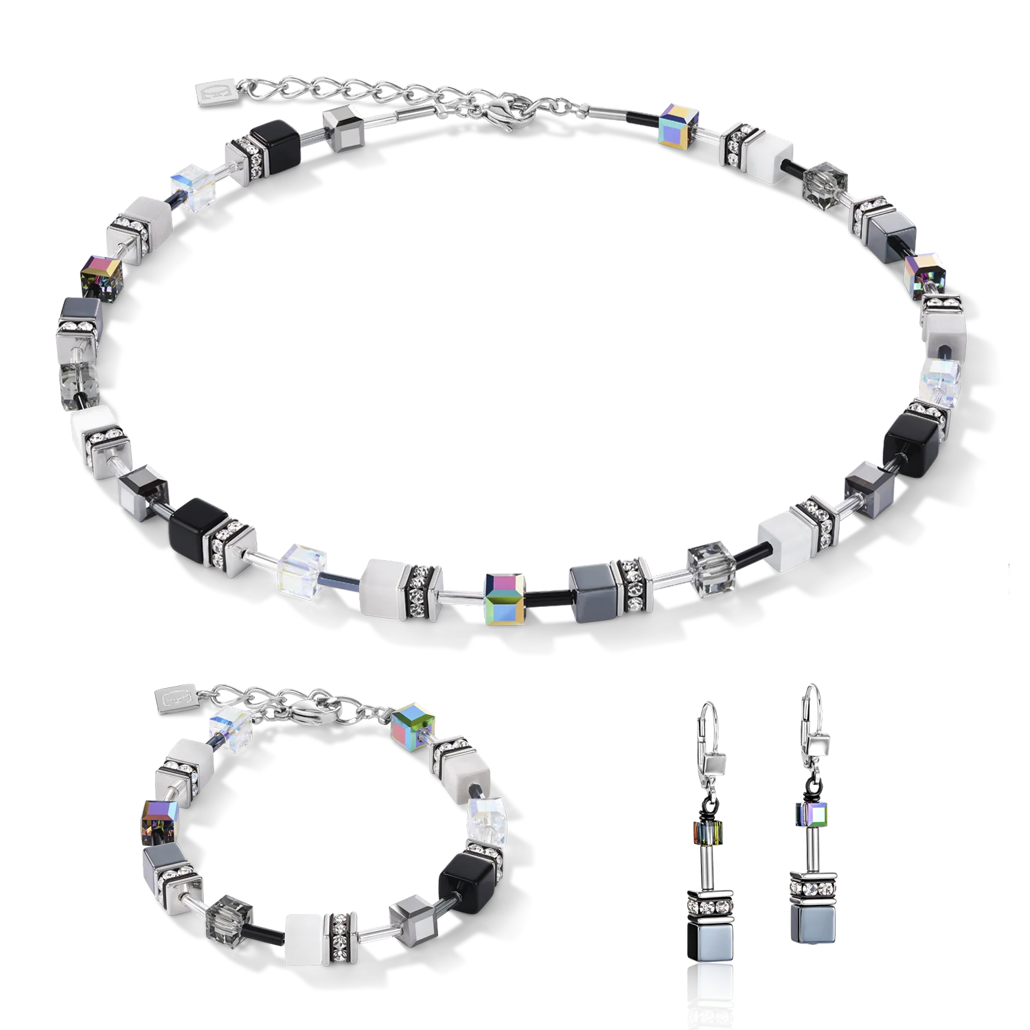 Bracelet GeoCUBE® noir-blanc-hématite - Image 3