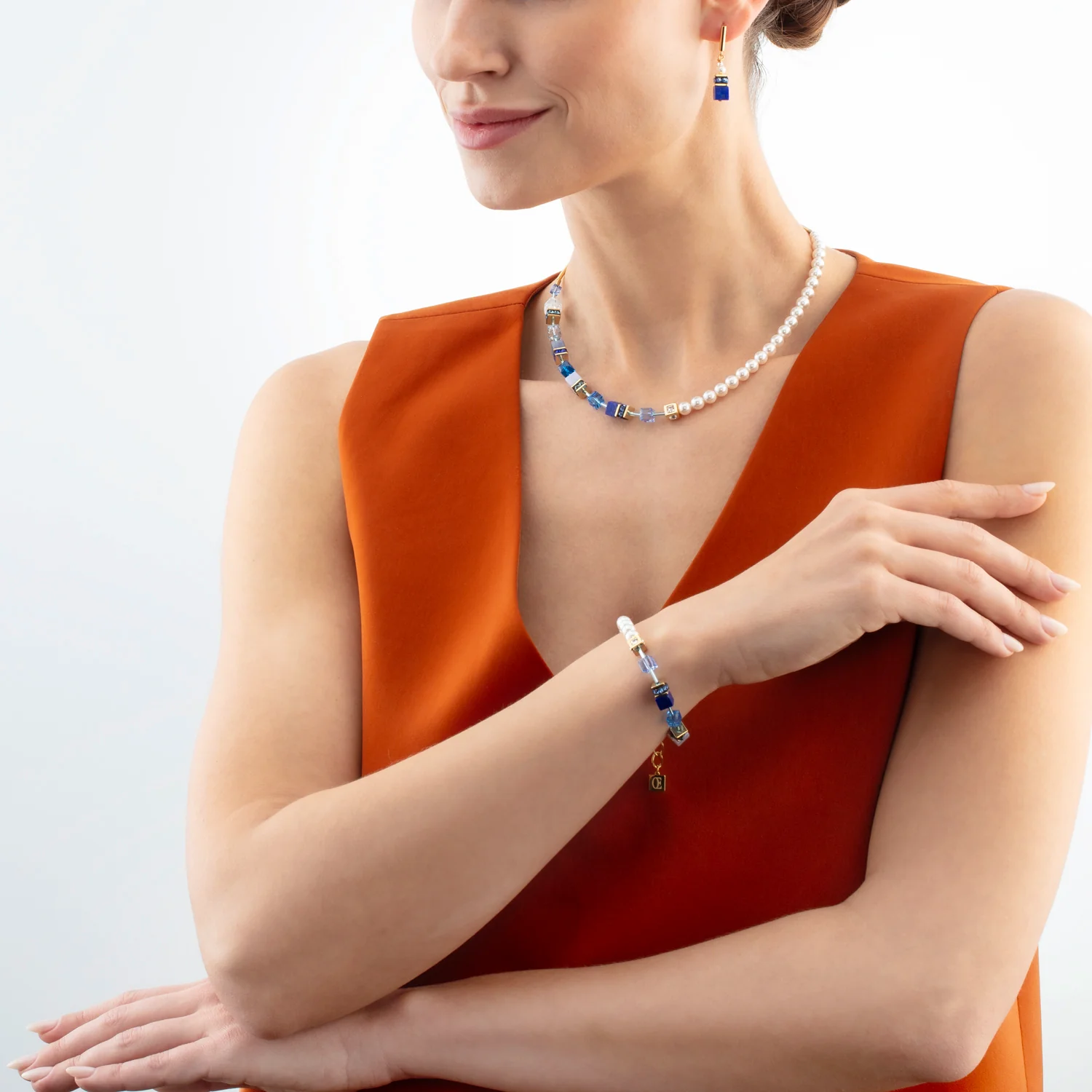Bracelet GeoCUBE® Precious Fusion Pearls bleu - Image 4