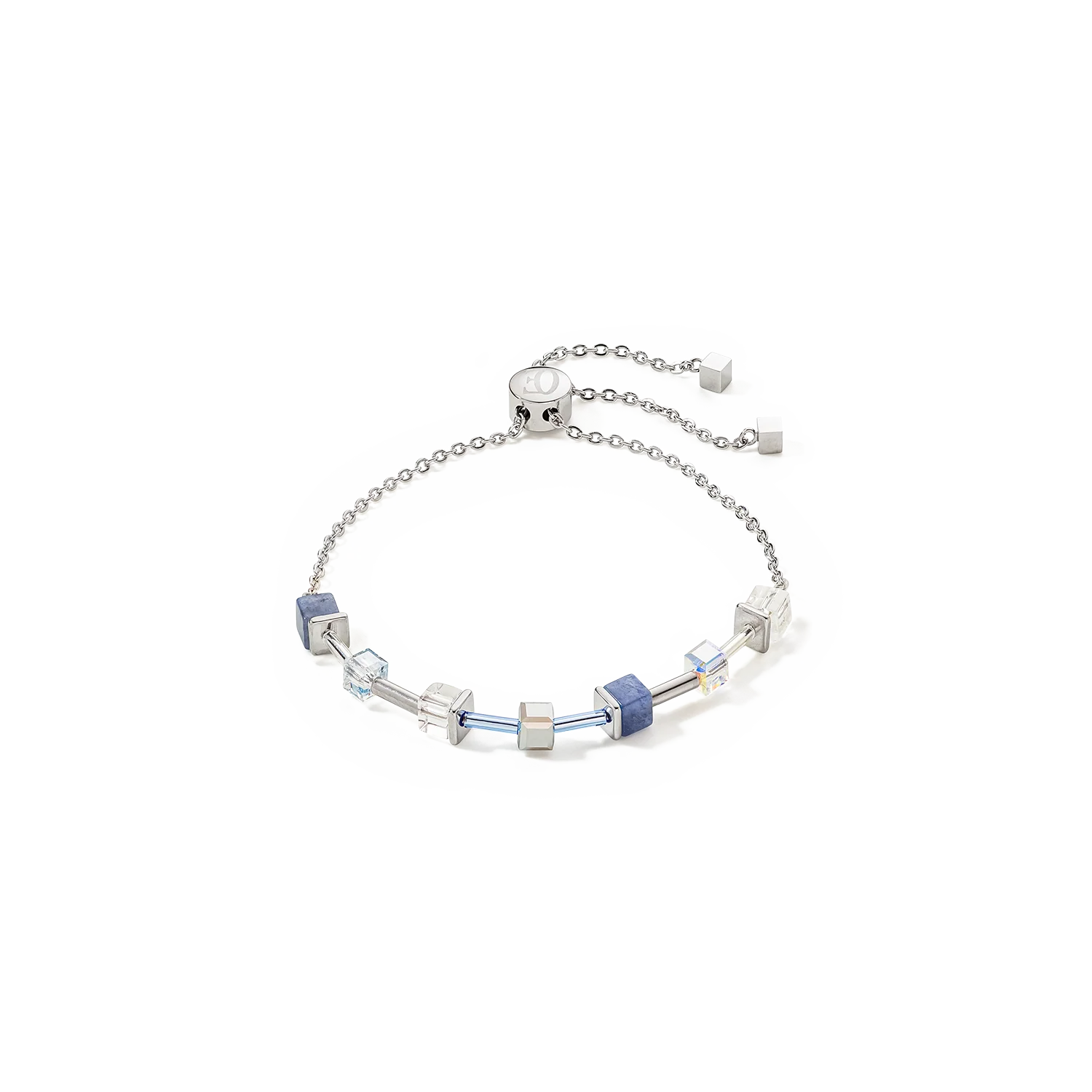 Bracelet GeoCUBE® Precious & Slider Closure argent bleu
