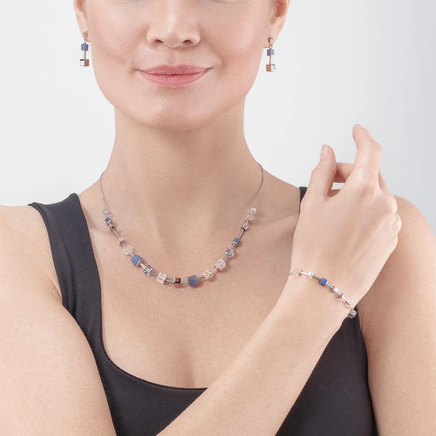 Bracelet GeoCUBE® Precious & Slider Closure argent bleu - Image 4