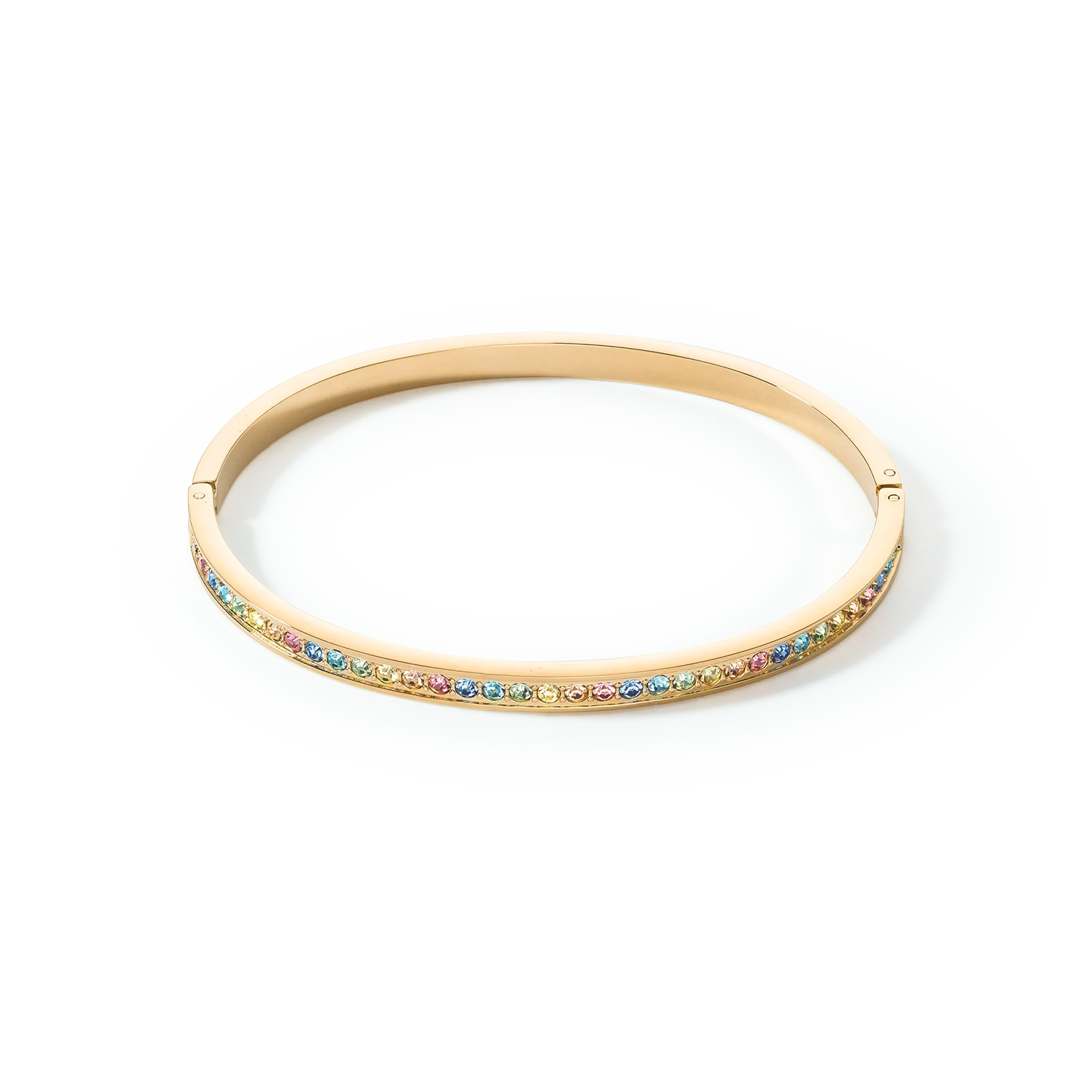 Bracelet jonc Acier inoxydable et cristaux or multicolores pastel 17