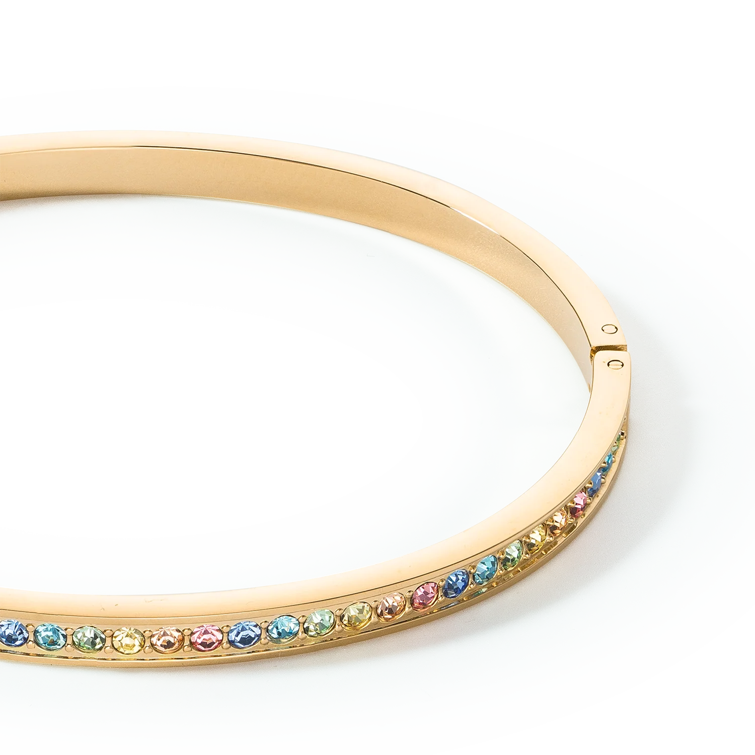 Bracelet jonc Acier inoxydable et cristaux or multicolores pastel 17 - Image 2
