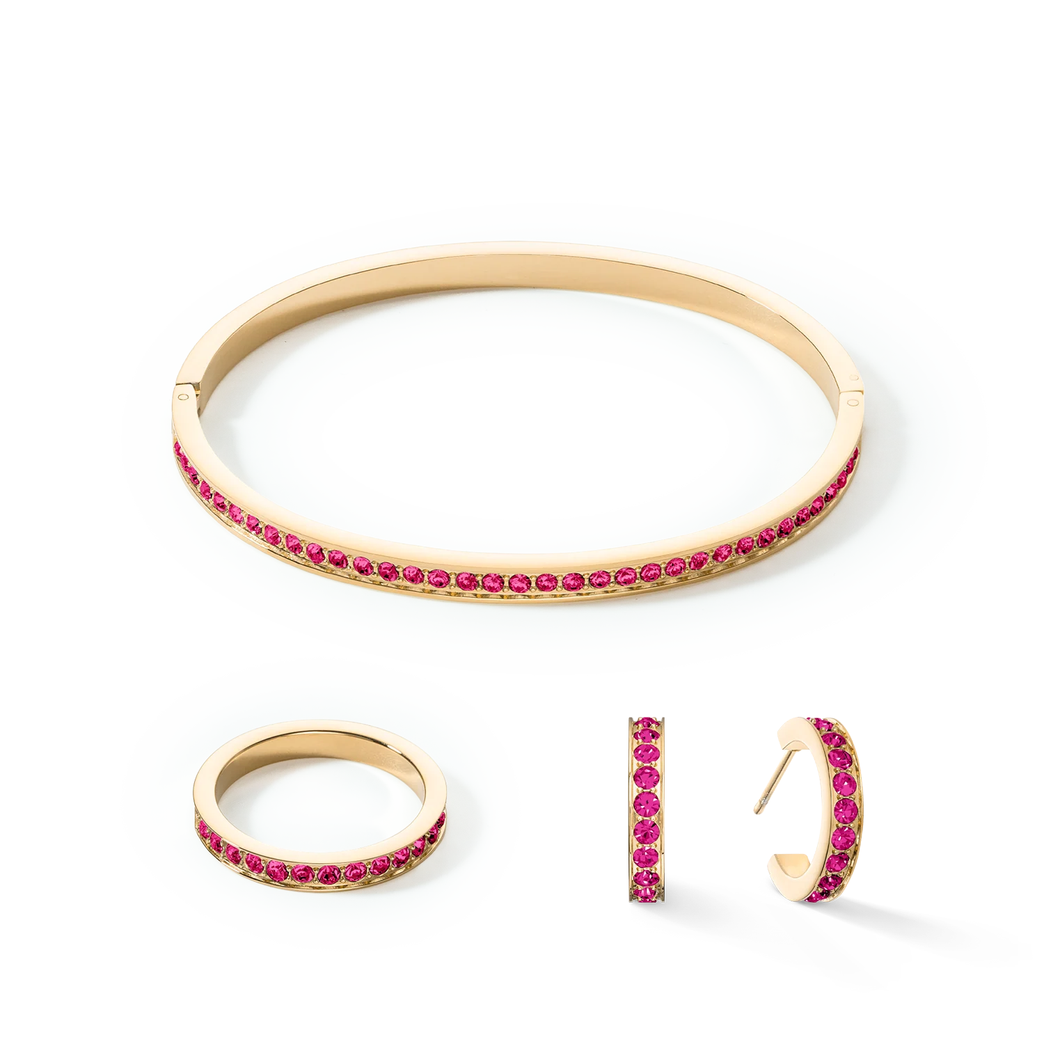 Bracelet jonc Acier inoxydable et cristaux or rose vif 19 - Image 3