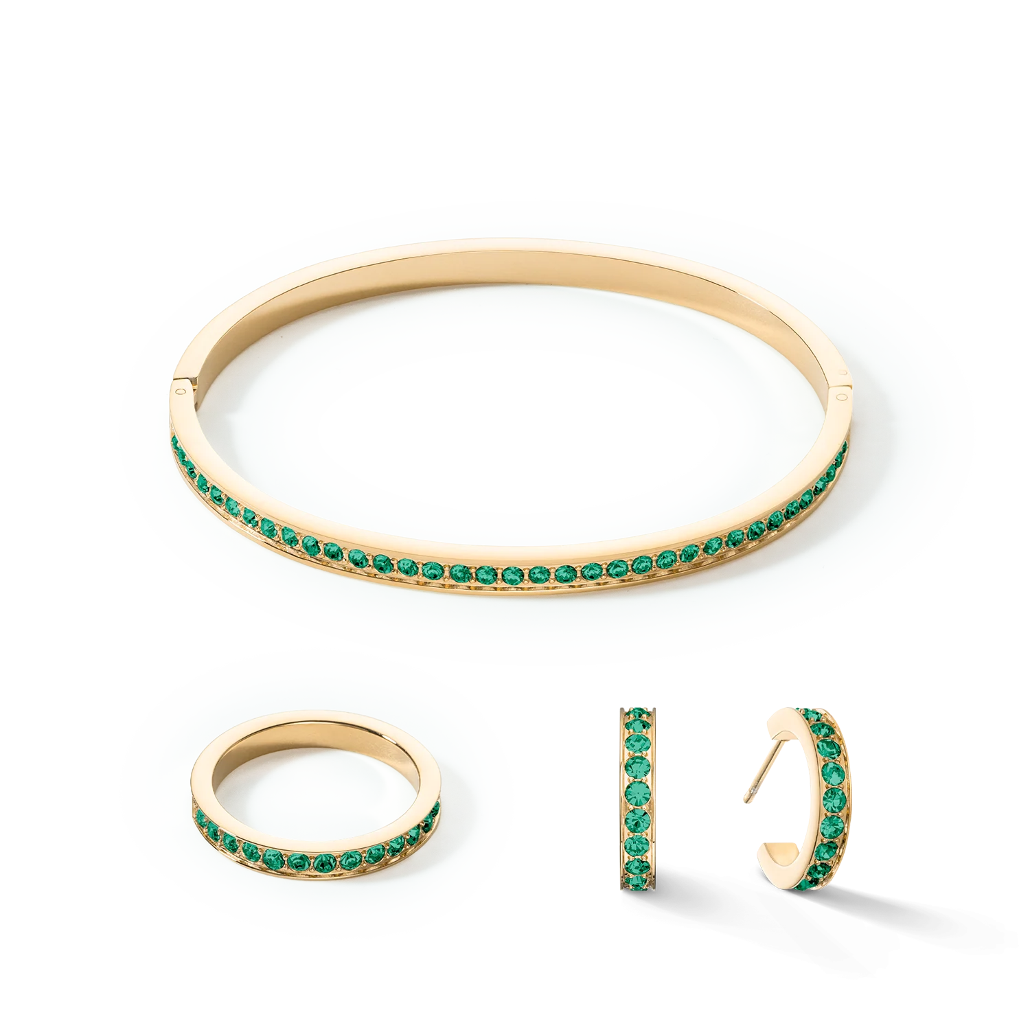 Bracelet jonc Acier inoxydable et cristaux or vert foncé 19 - Image 3