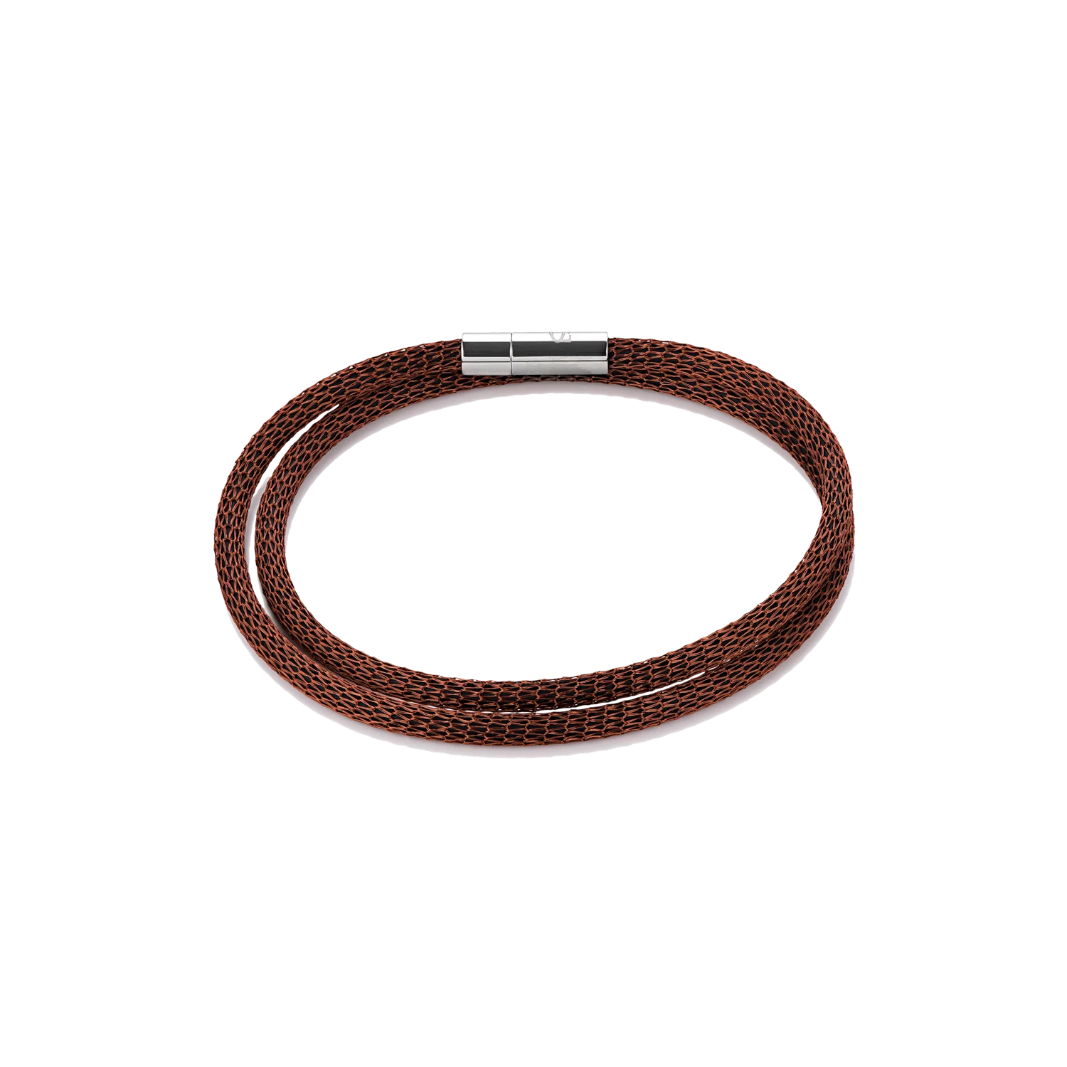 Bracelet maille argenturé & émaillé marron