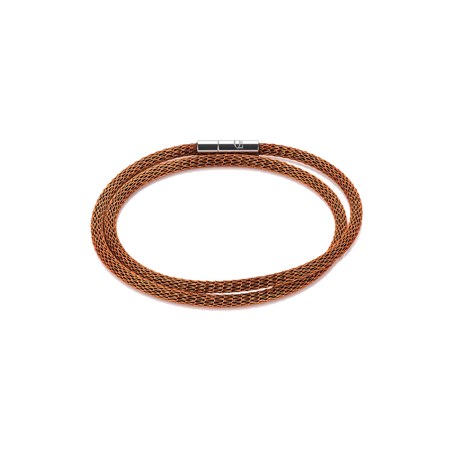 Bracelet maille argenturé & émaillé orange
