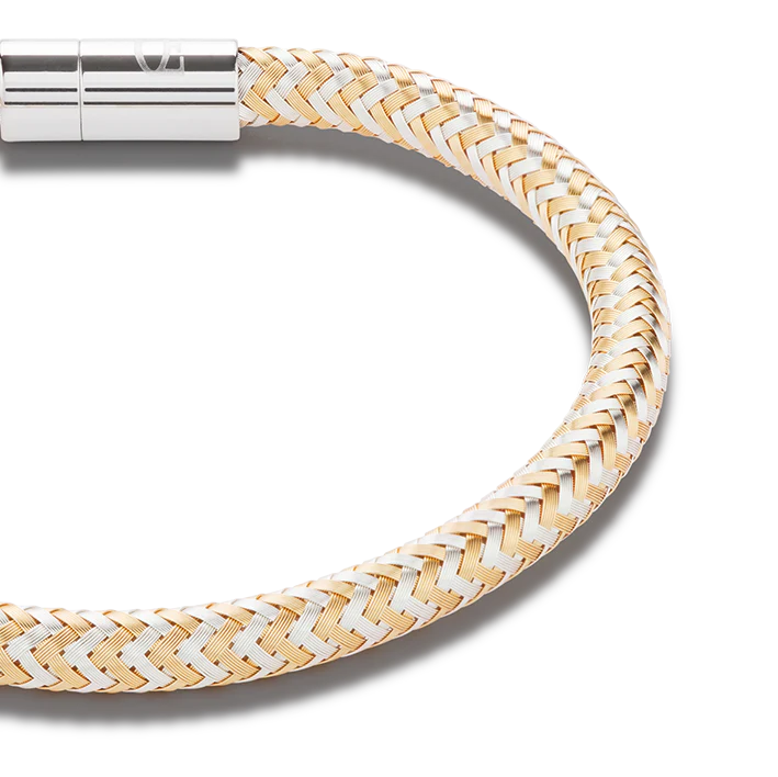 Bracelet métal tressé or-argent - Image 2