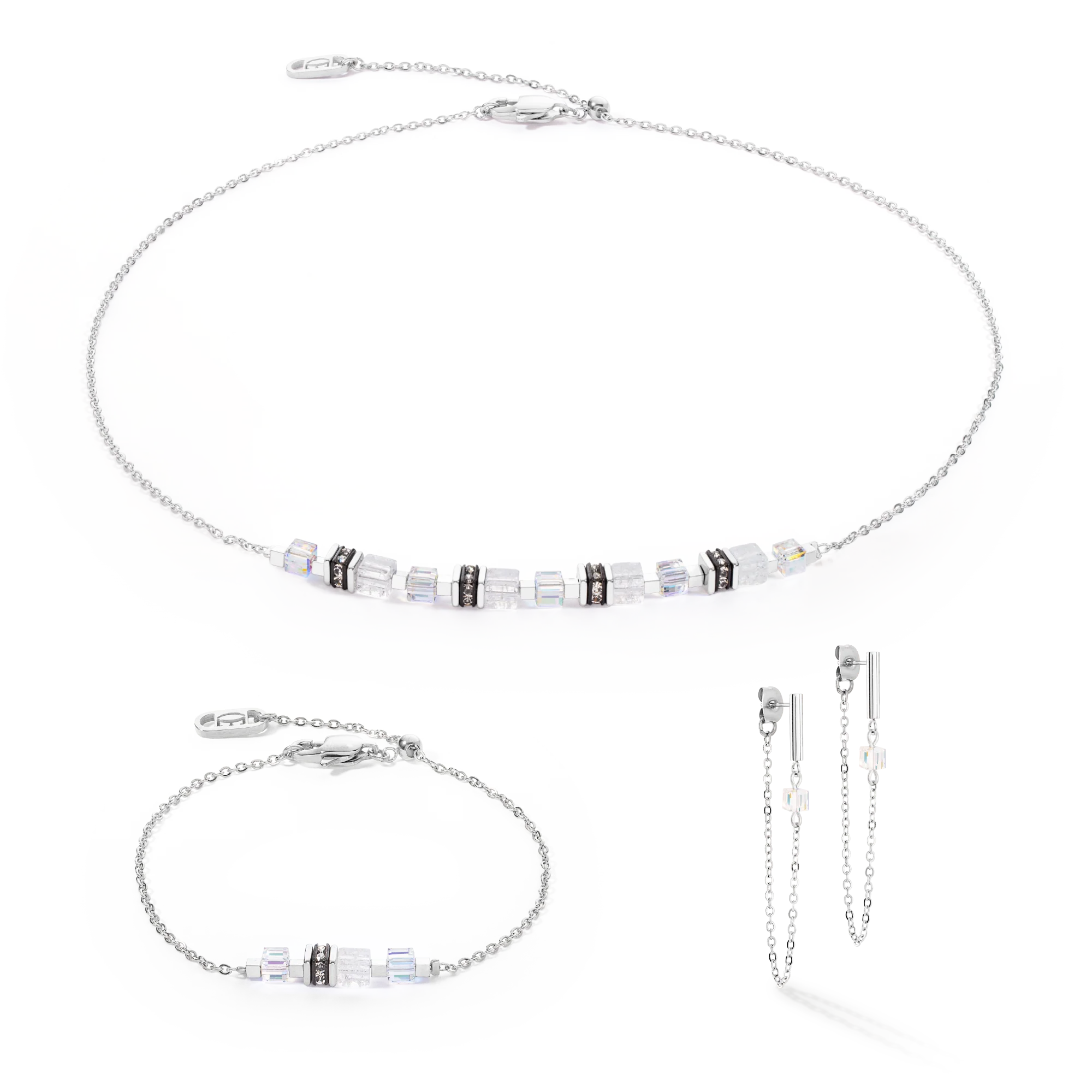 Bracelet Mini Cubes & Chain argent-blanc - Image 3