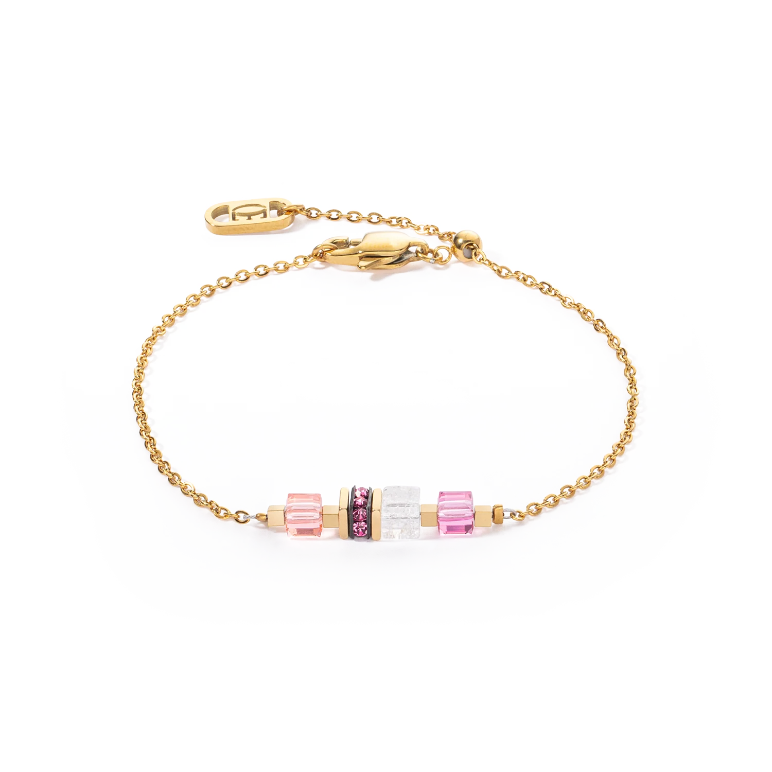 Bracelet Mini Cubes & Chain or-rose