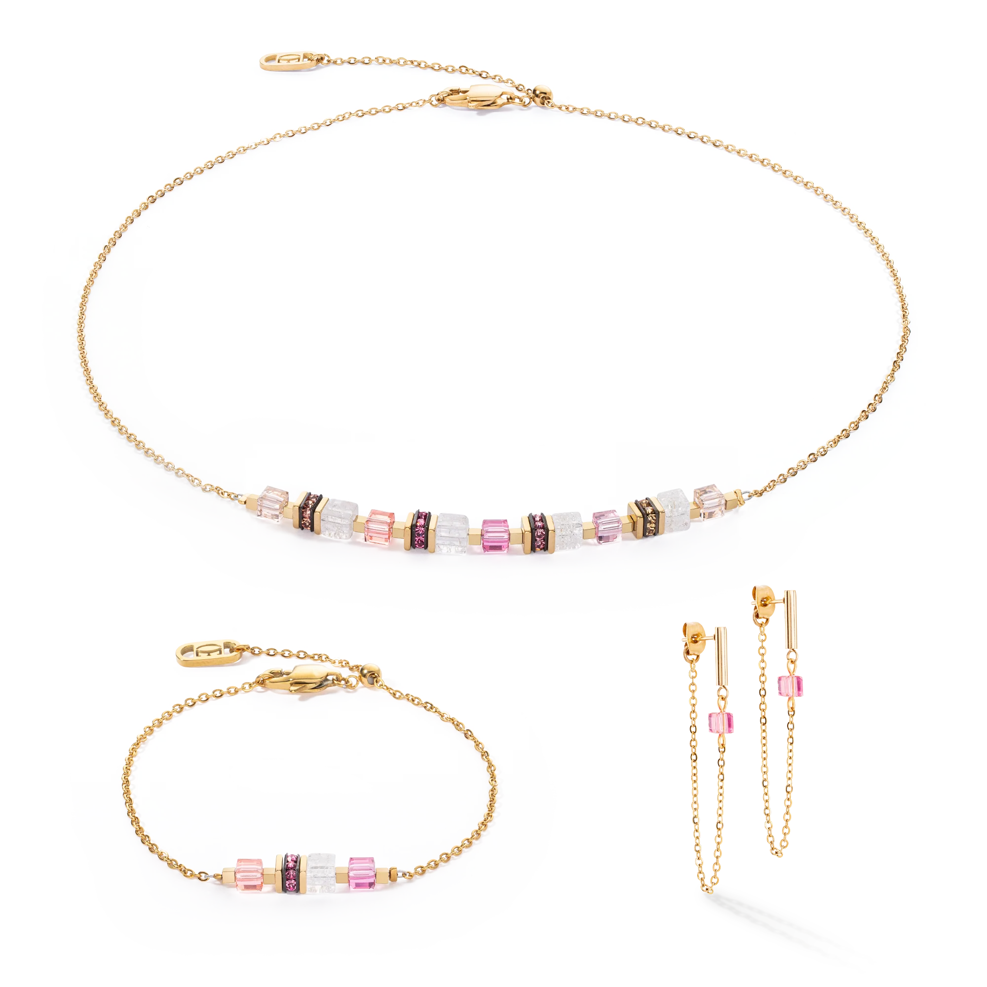 Bracelet Mini Cubes & Chain or-rose - Image 3