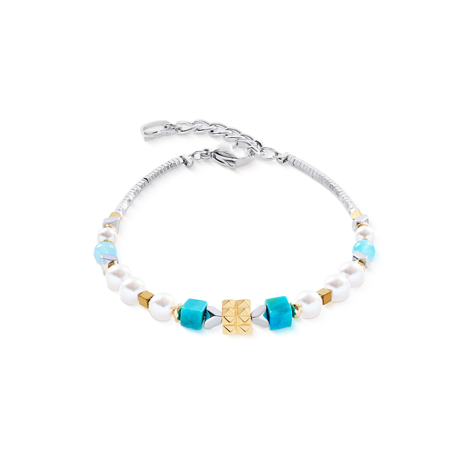 Bracelet Modern Elegance Spikes or-turquoise