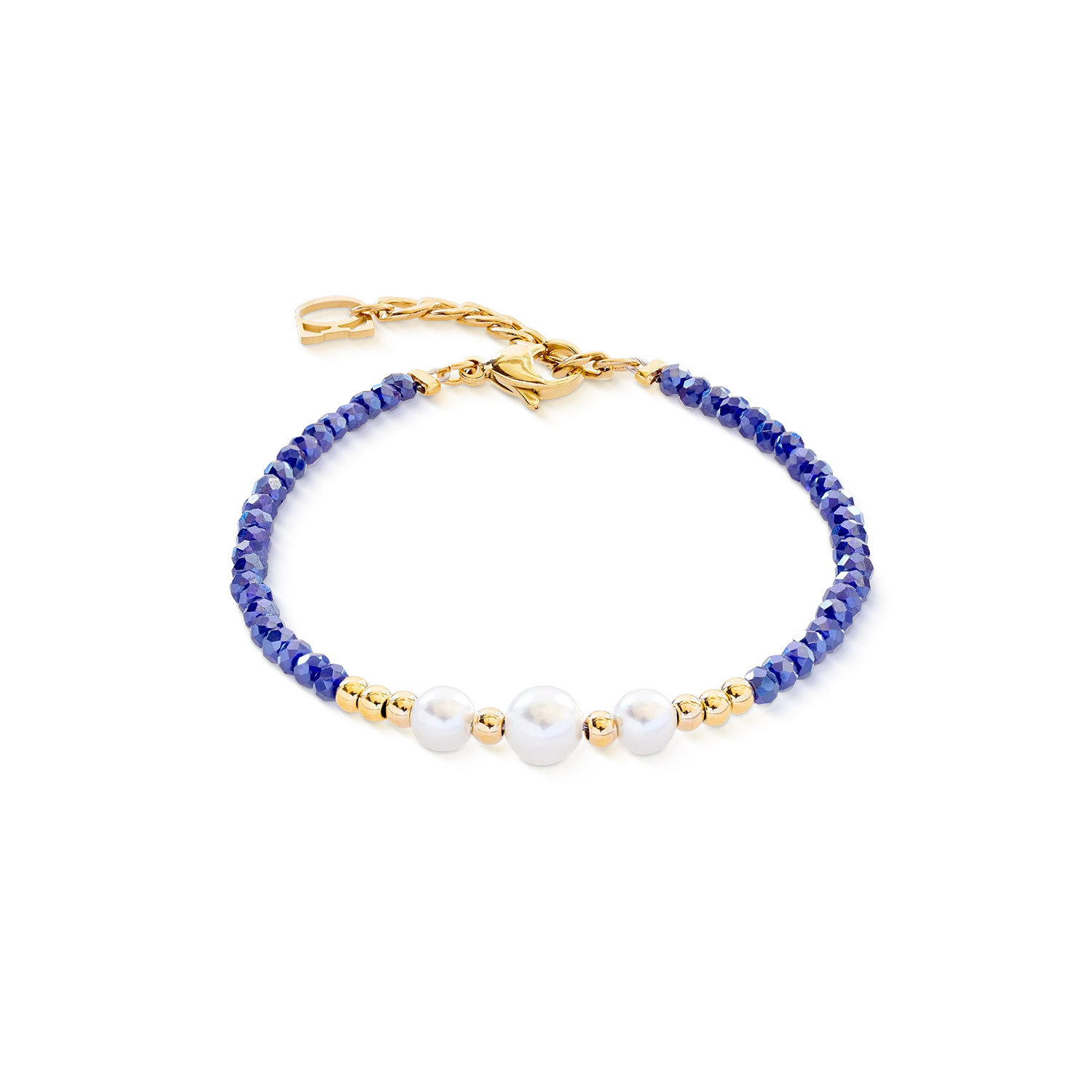 Bracelet Pearl Line or-bleu