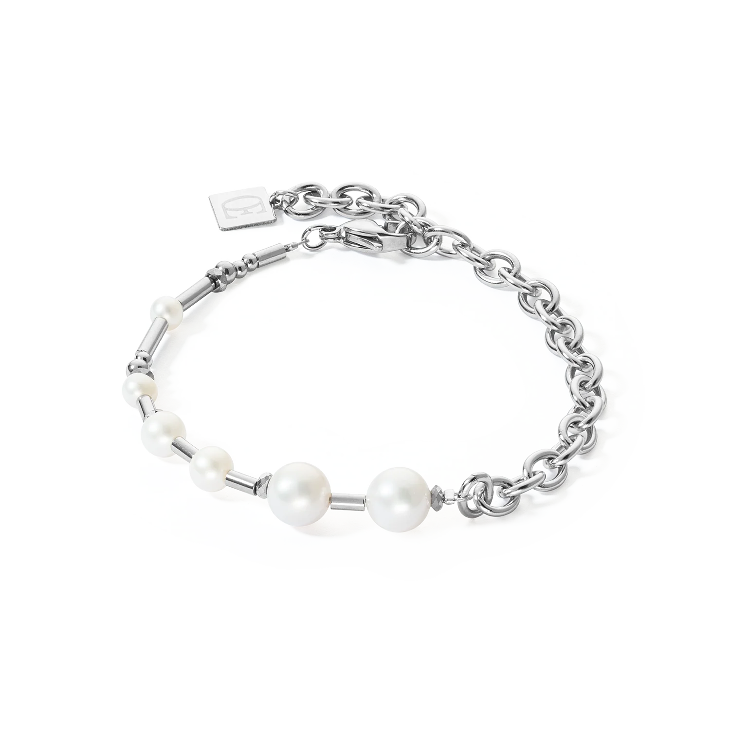 Bracelet Perles d'eau douce et chaîne Multiwear argente
