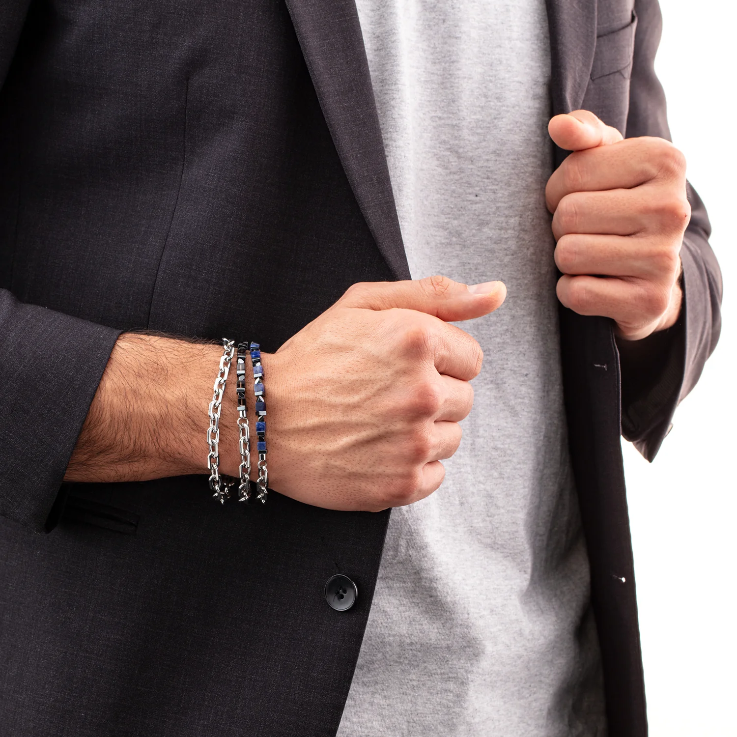 Bracelet Precious Fusion link chain marron-argenté - Image 3